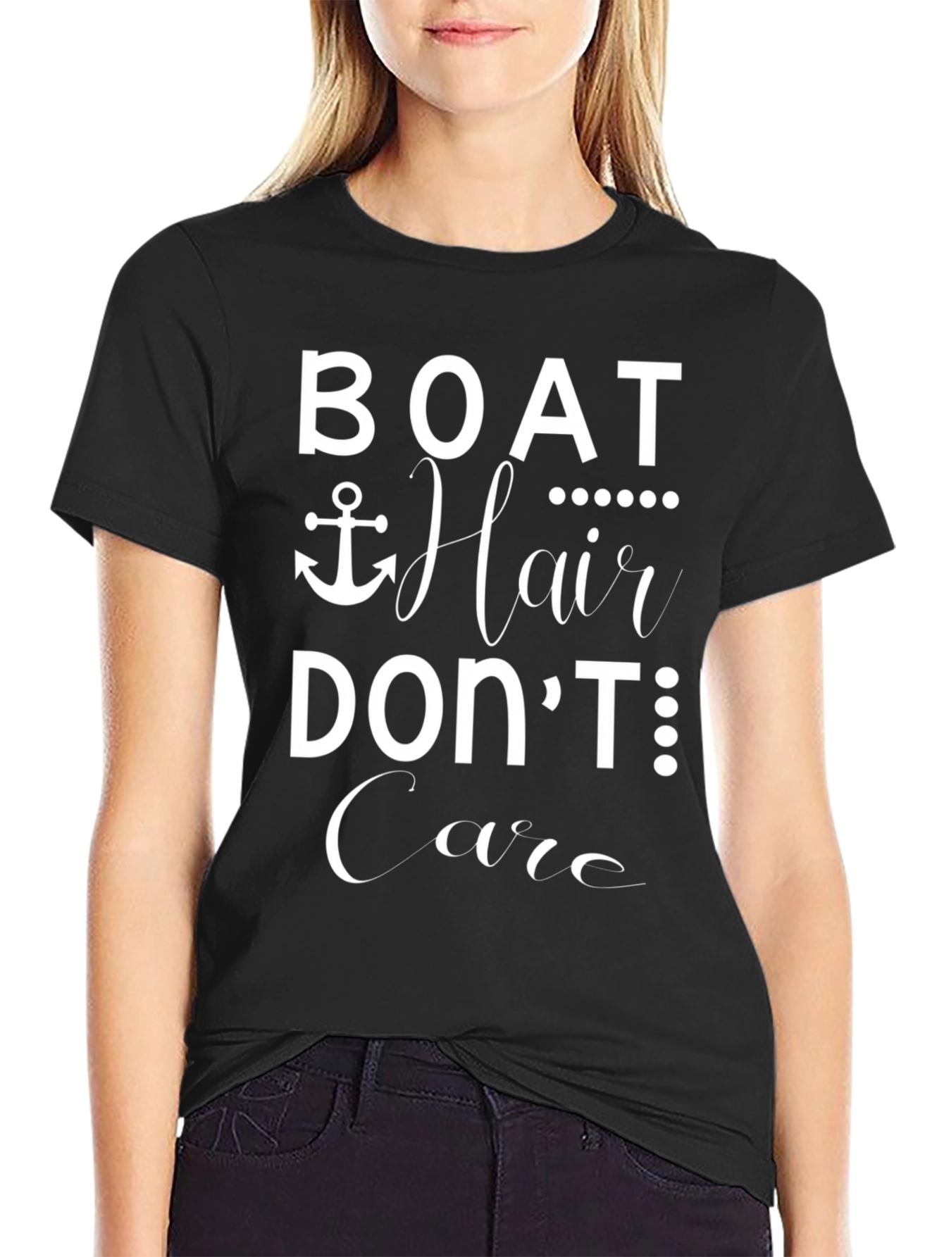 Black Boat & Hair Don't Care T-Shirt view 2