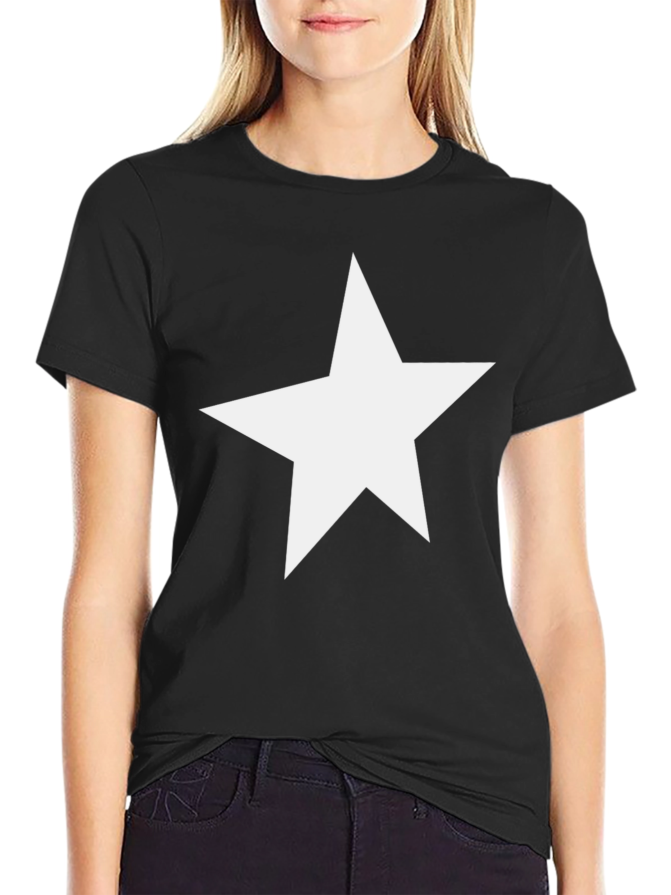 Black Star Graphic Black Cotton T-Shirt view 2