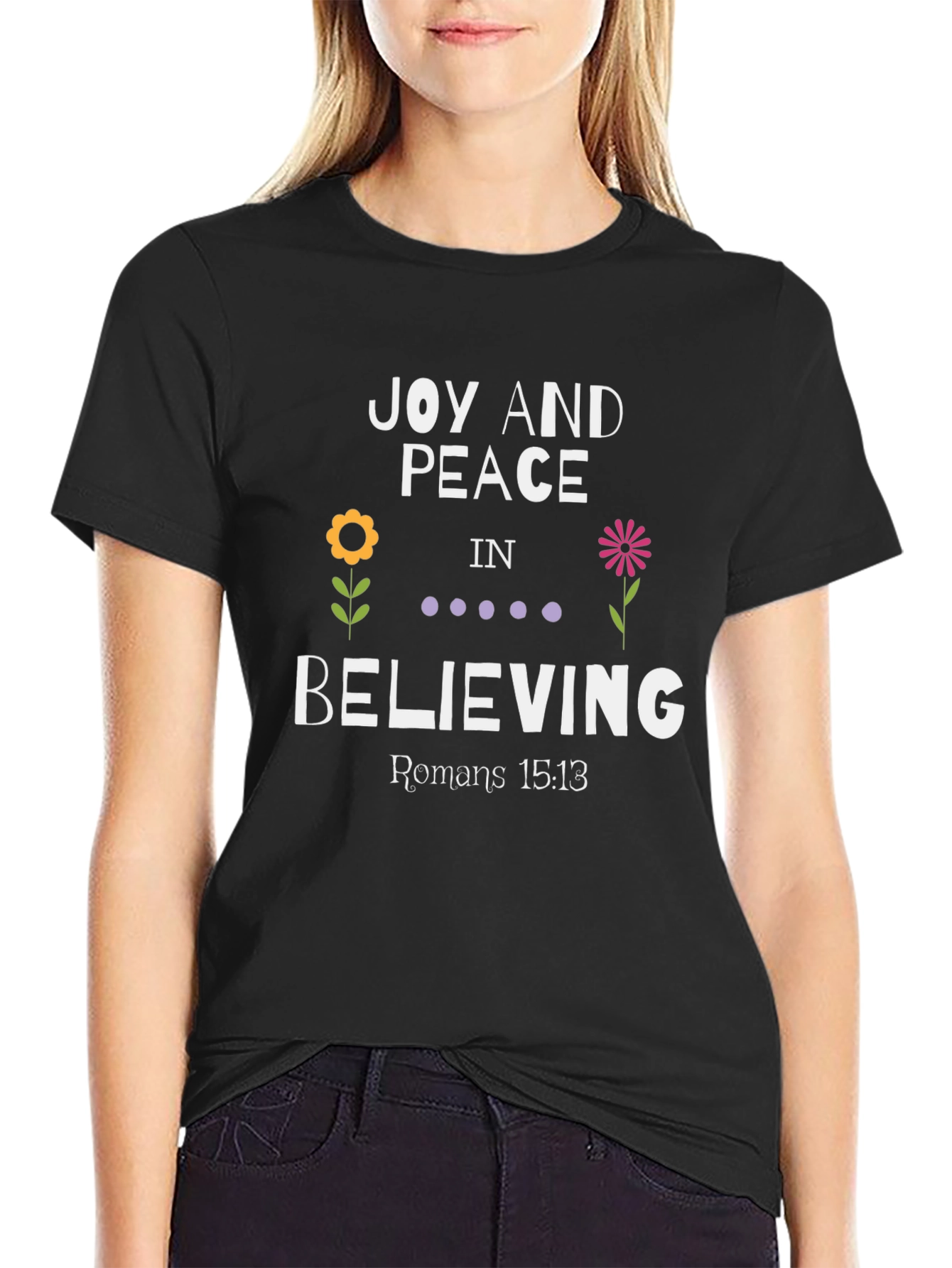 Black Joy and Peace in Believing Graphic Tee view 2