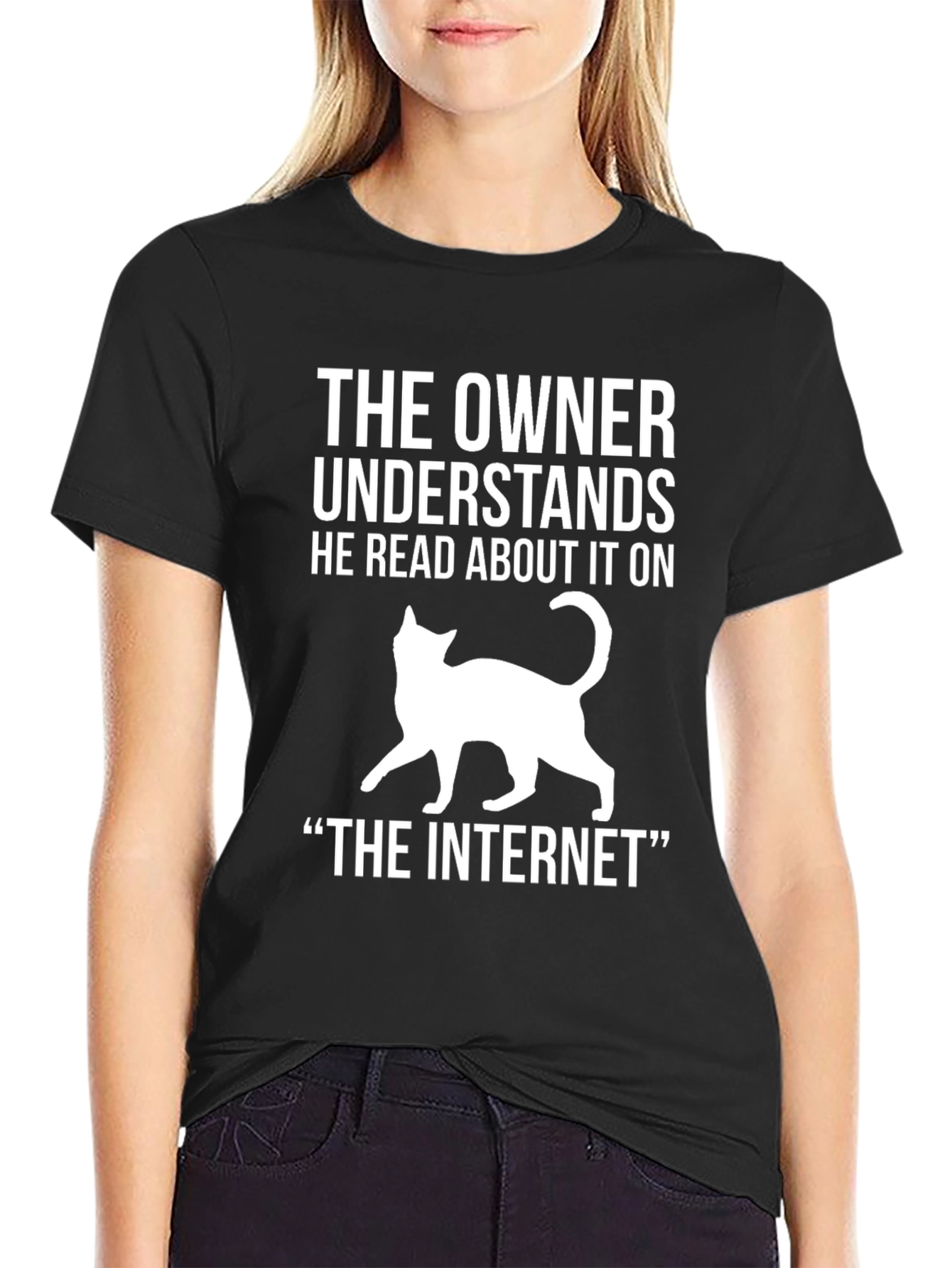 Black Cat Owner Humor T-Shirt view 2