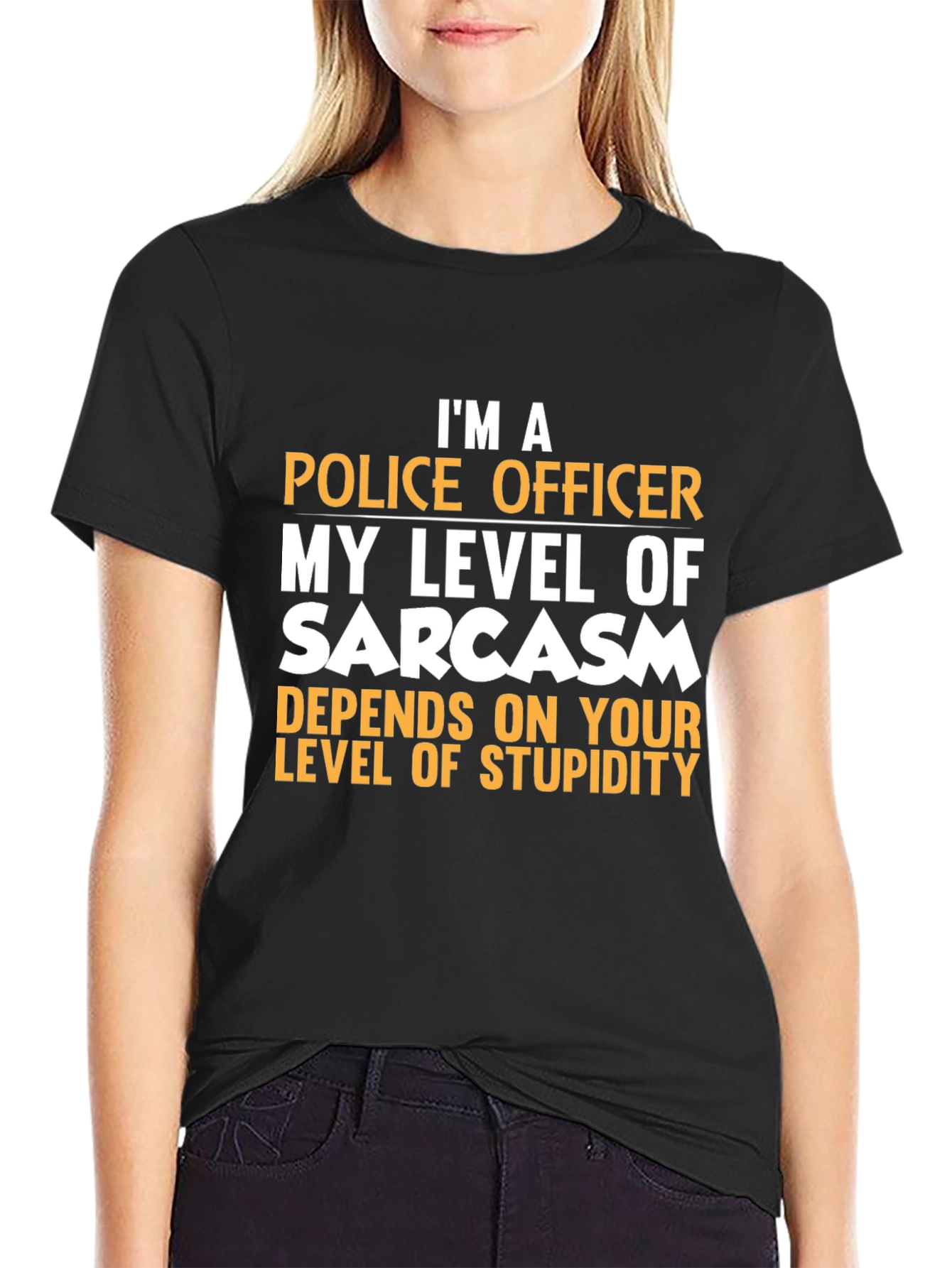 Black Sarcastic Police Officer Graphic Tee view 2