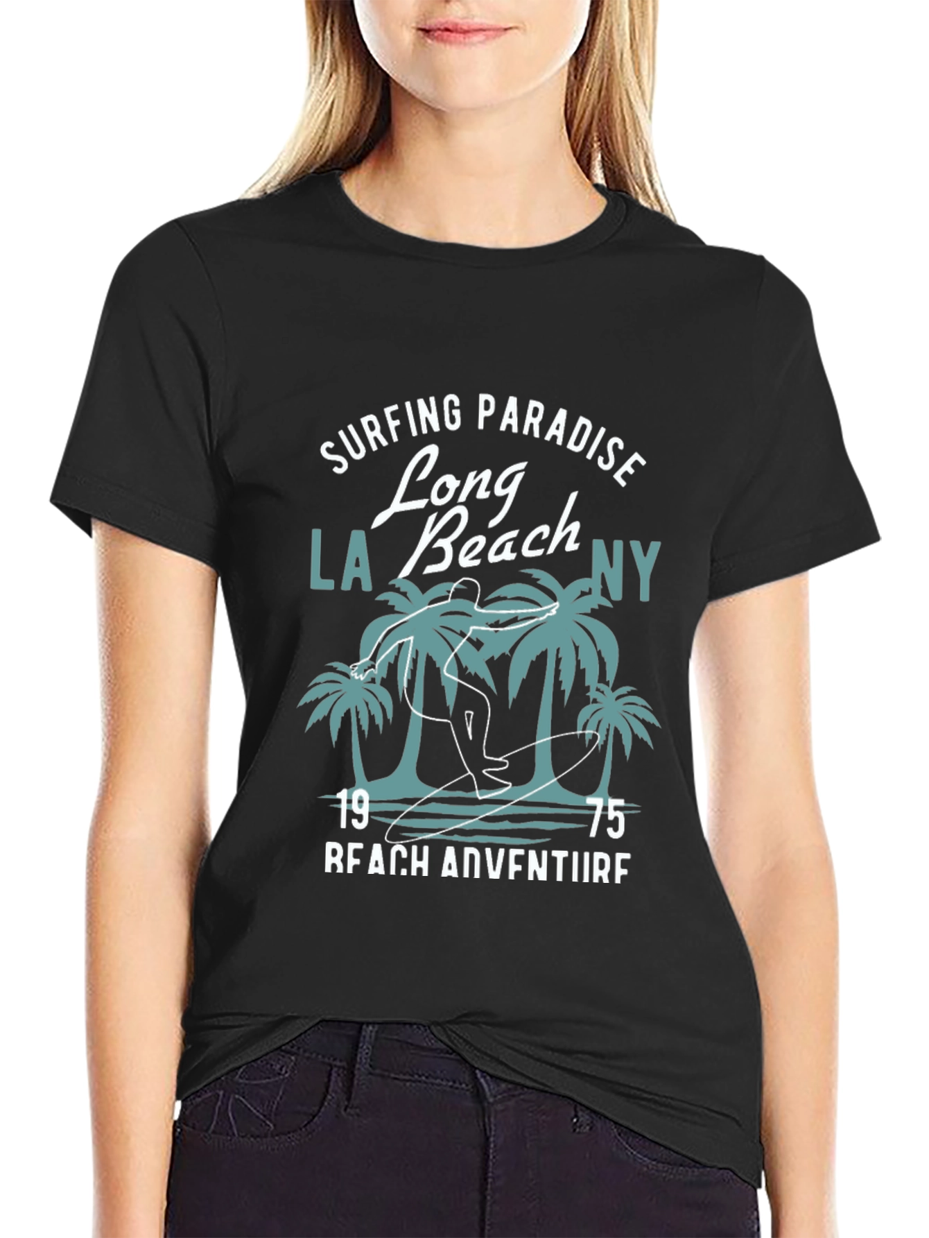 Black Surfing Paradise Graphic T-Shirt view 2