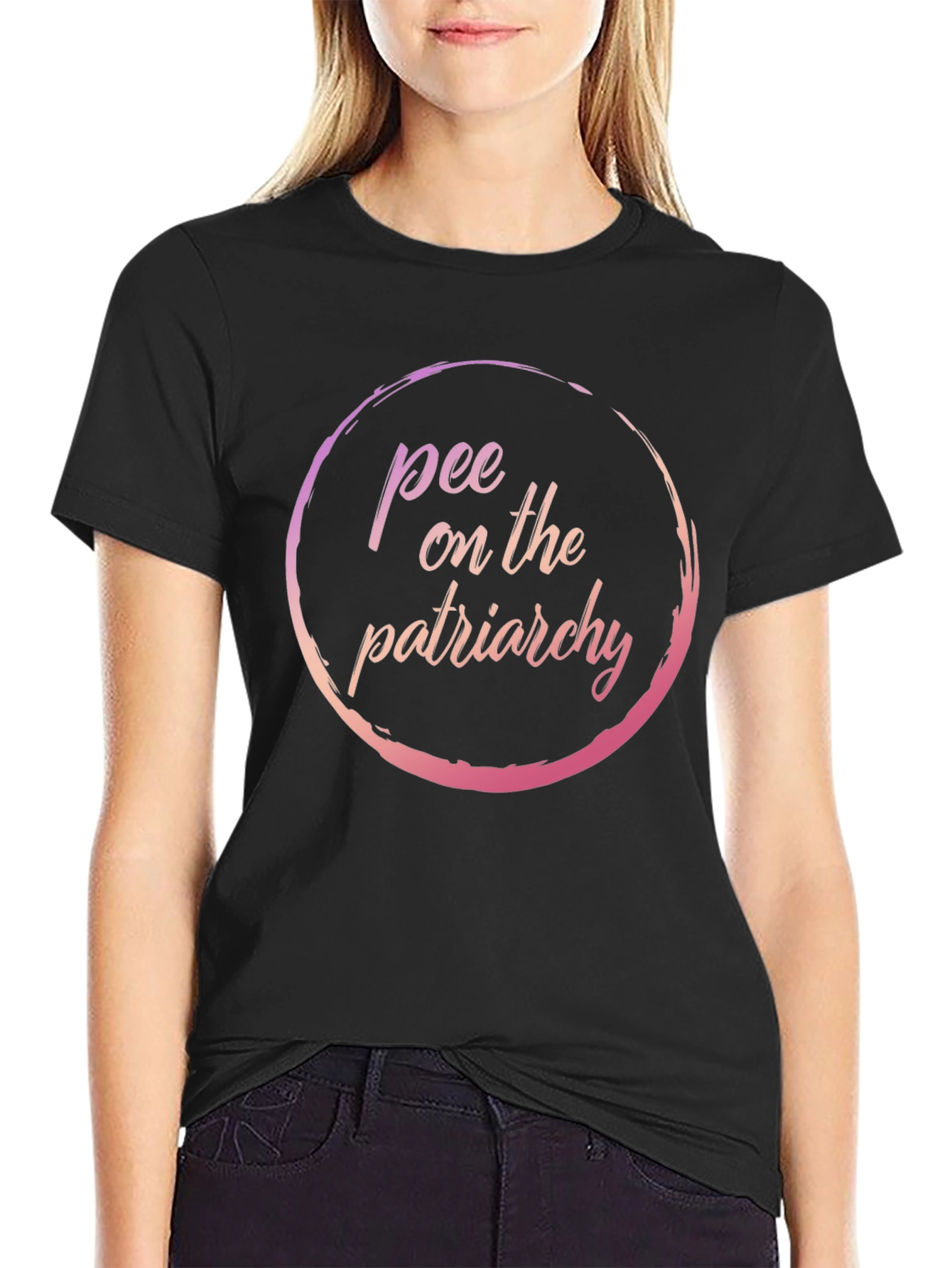 Black Pee on the Patriarchy Graphic Tee - Black view 2