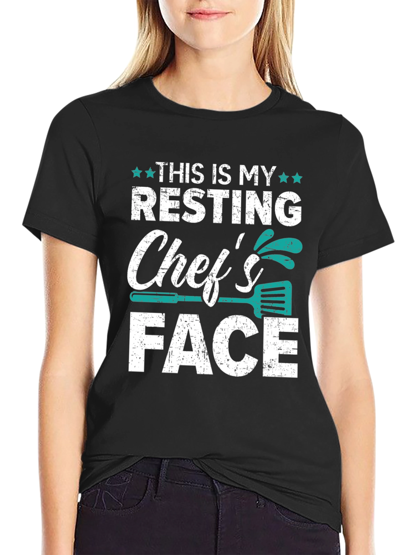 Black Resting Chef's Face Graphic T-Shirt view 2
