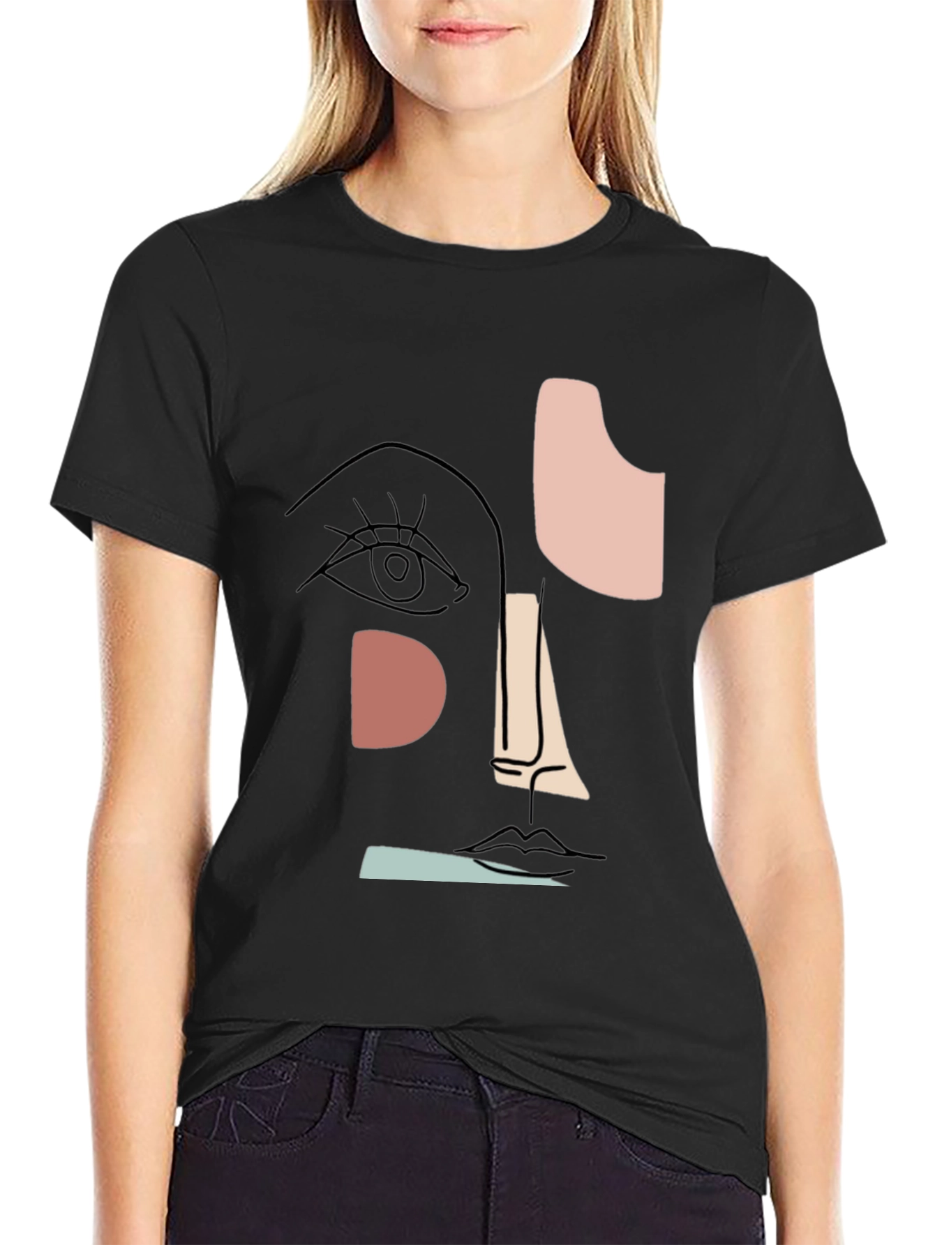 Abstract Face Graphic T-Shirt - Modern Art Tee - 2