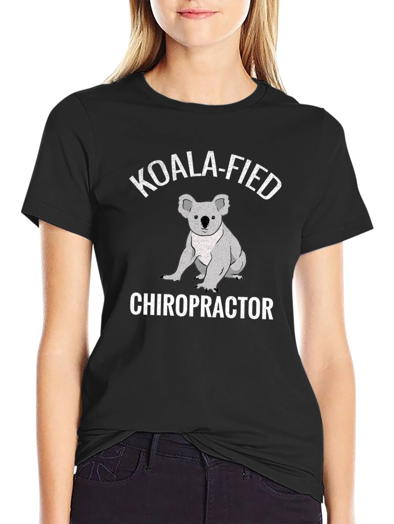 Black Koala-Fied Chiropractor T-Shirt view 2