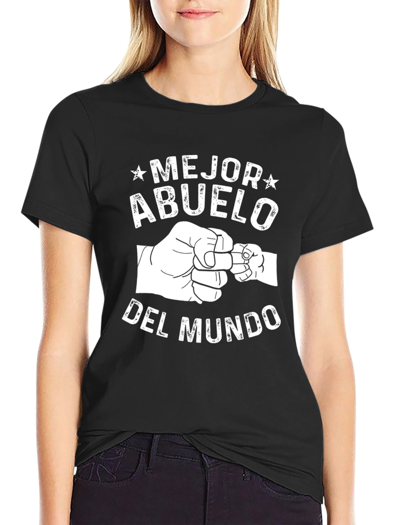 Black Mejor Abuelo Del Mundo Black T-Shirt view 2