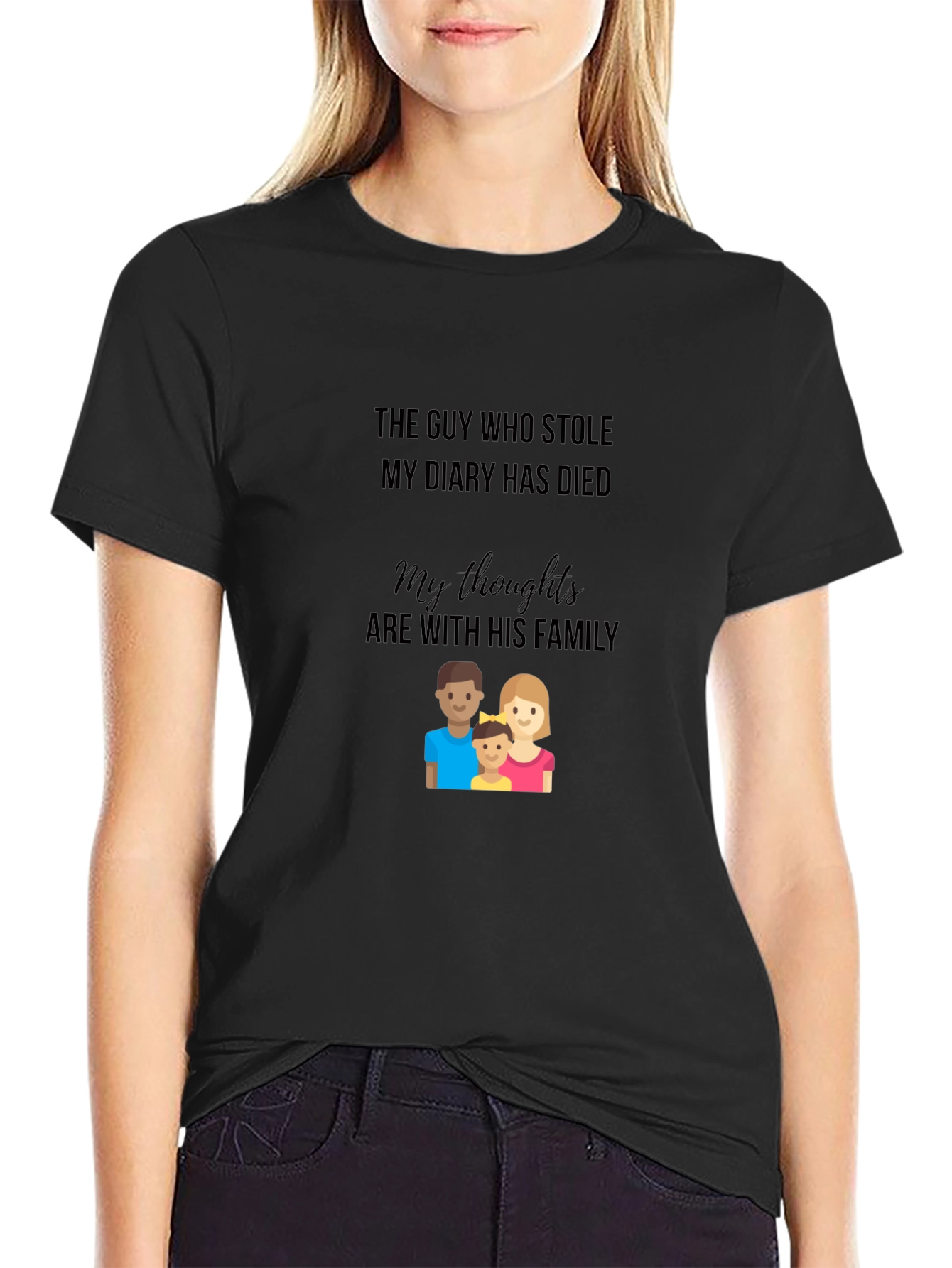 Black Humorous 'The Guy Who Stole My Diary' Graphic T-Shirt view 2