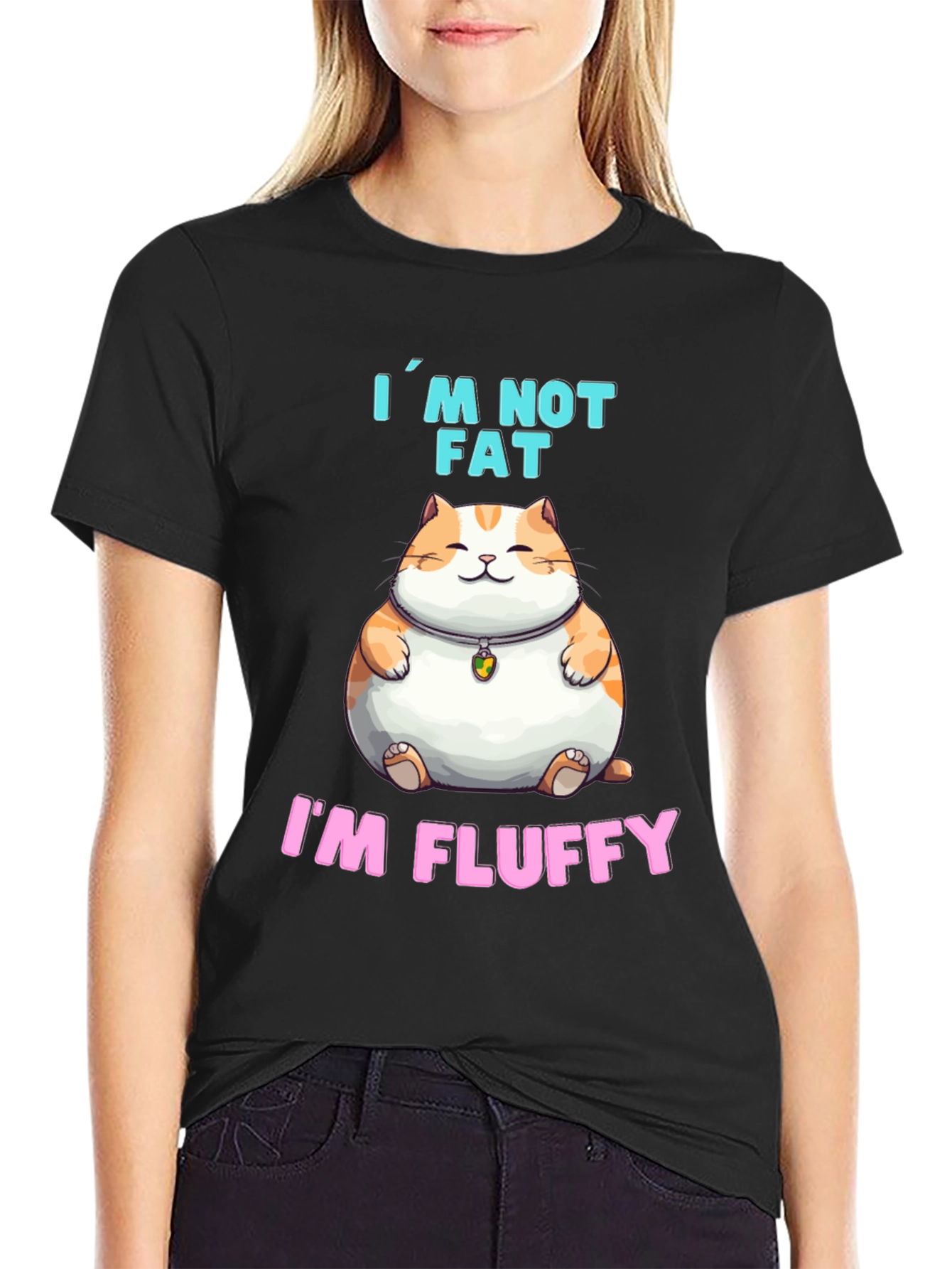 Black I'm Not Fat, I'm Fluffy T-Shirt view 2