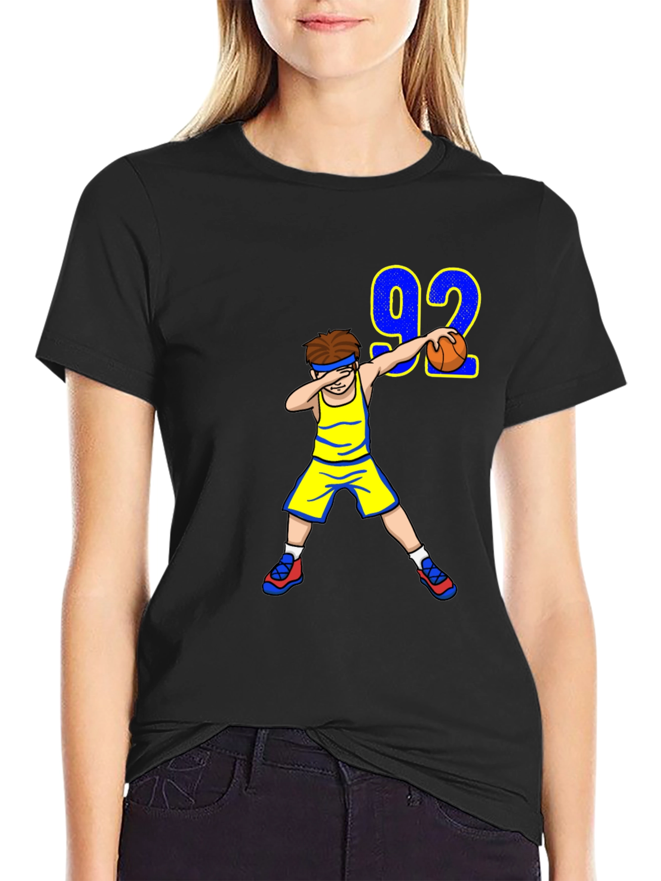 Black Dabbing Basketball Player Tee view 2