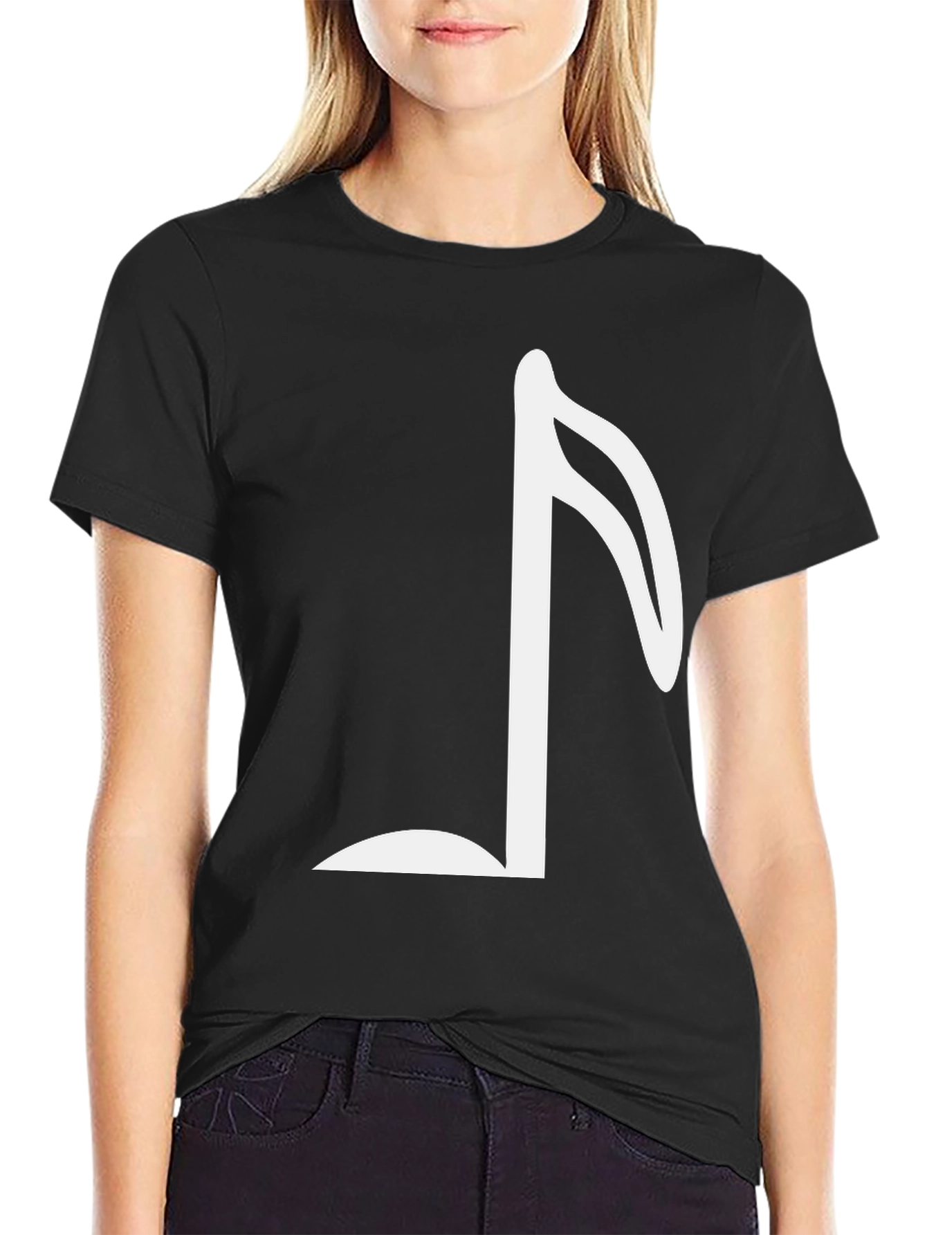 Black Musical Note Graphic Tee - Classic Black T-Shirt view 2