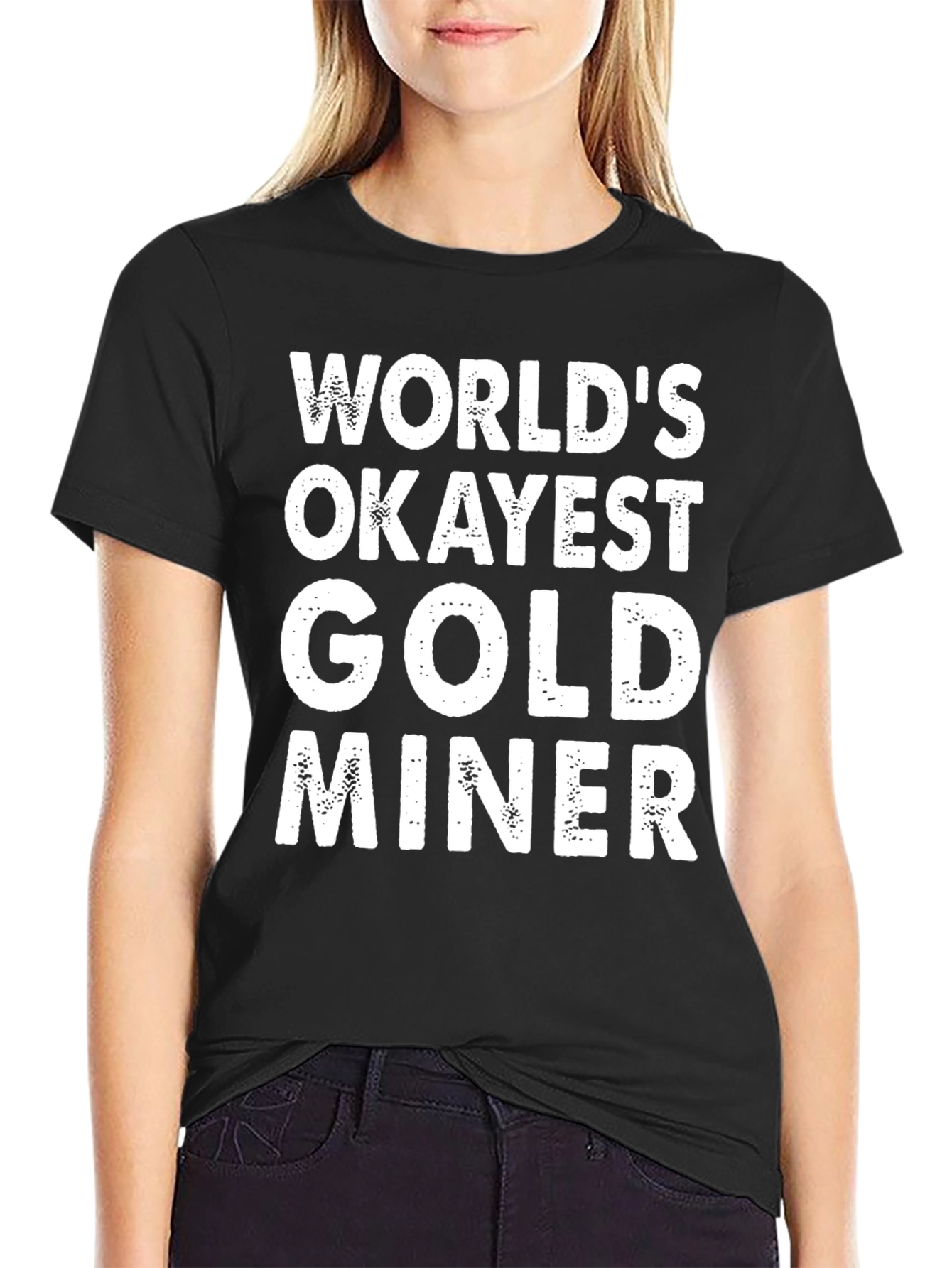 Black World's Okayest Gold Miner Graphic T-Shirt view 2