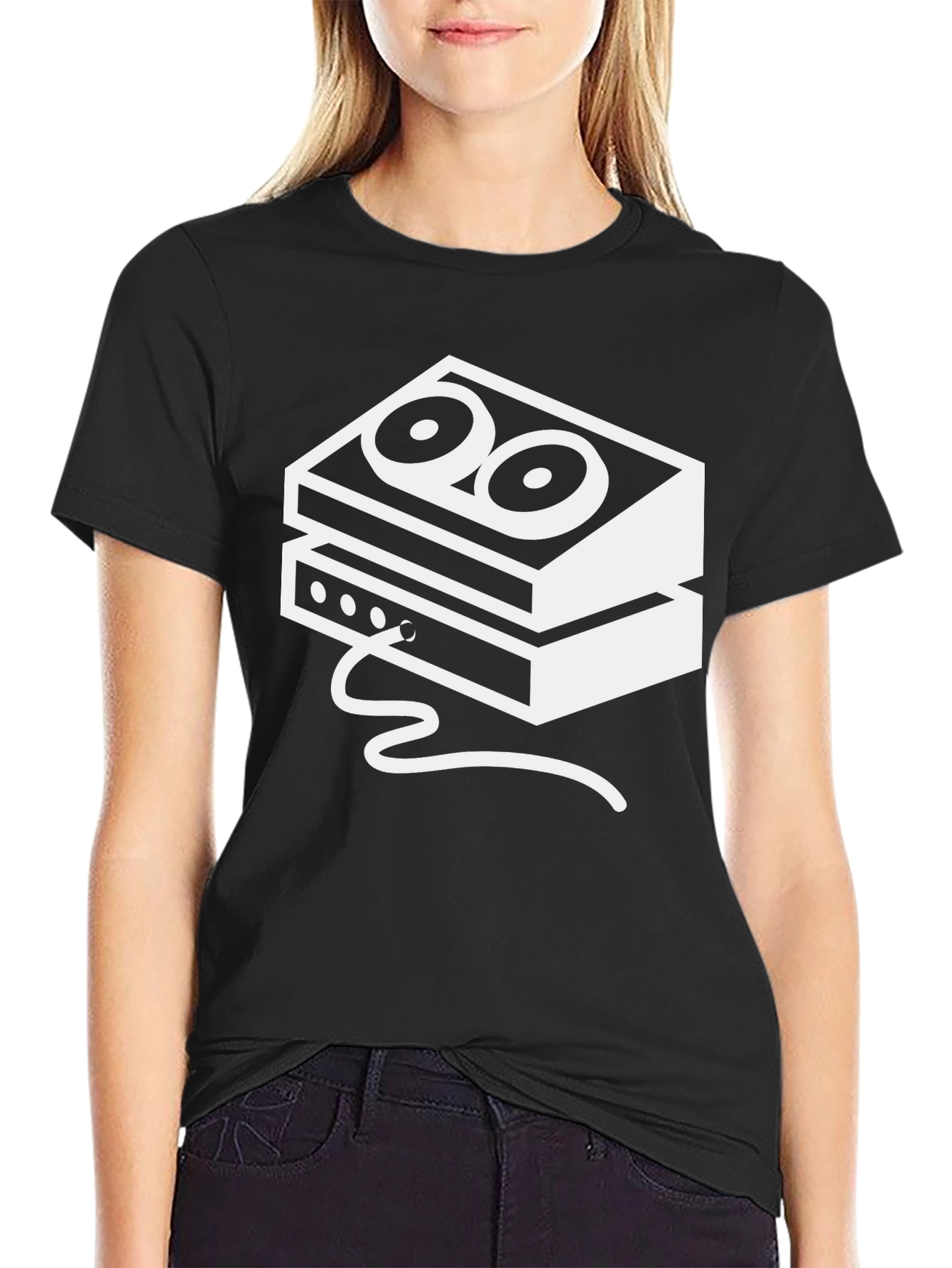 Black Retro Tape Deck Graphic Tee - Vintage Style view 2