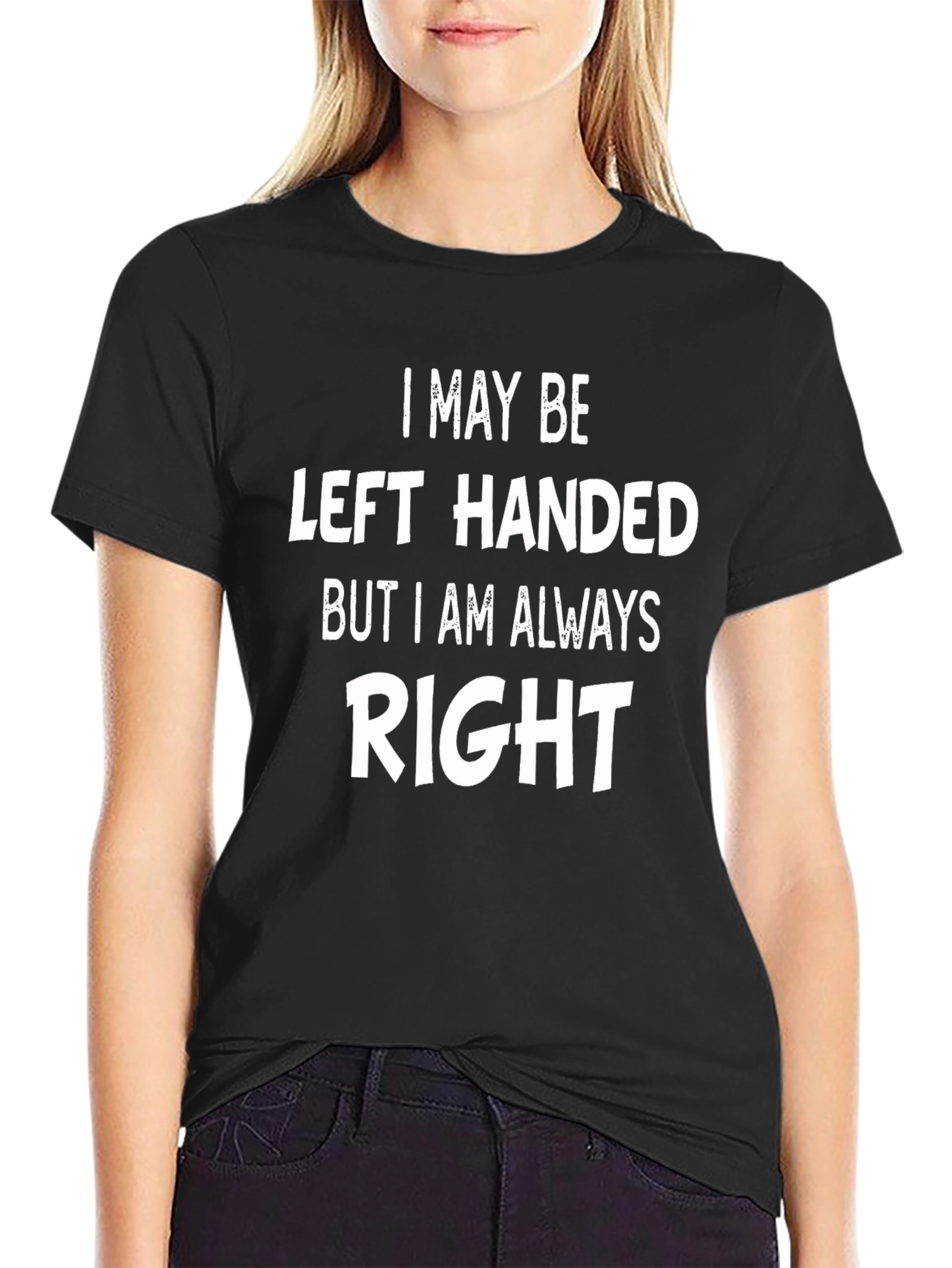 Black Funny Left-Handed T-Shirt - Always Right view 2