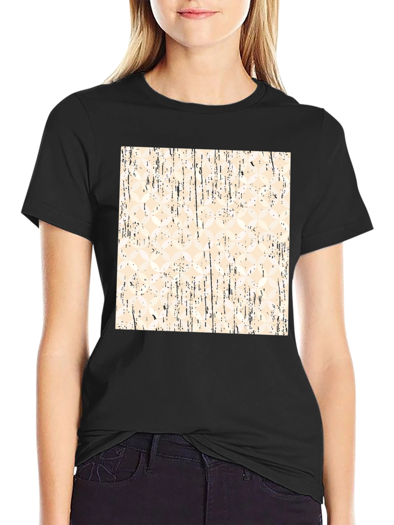 Black Modern Pattern Black T-Shirt view 2