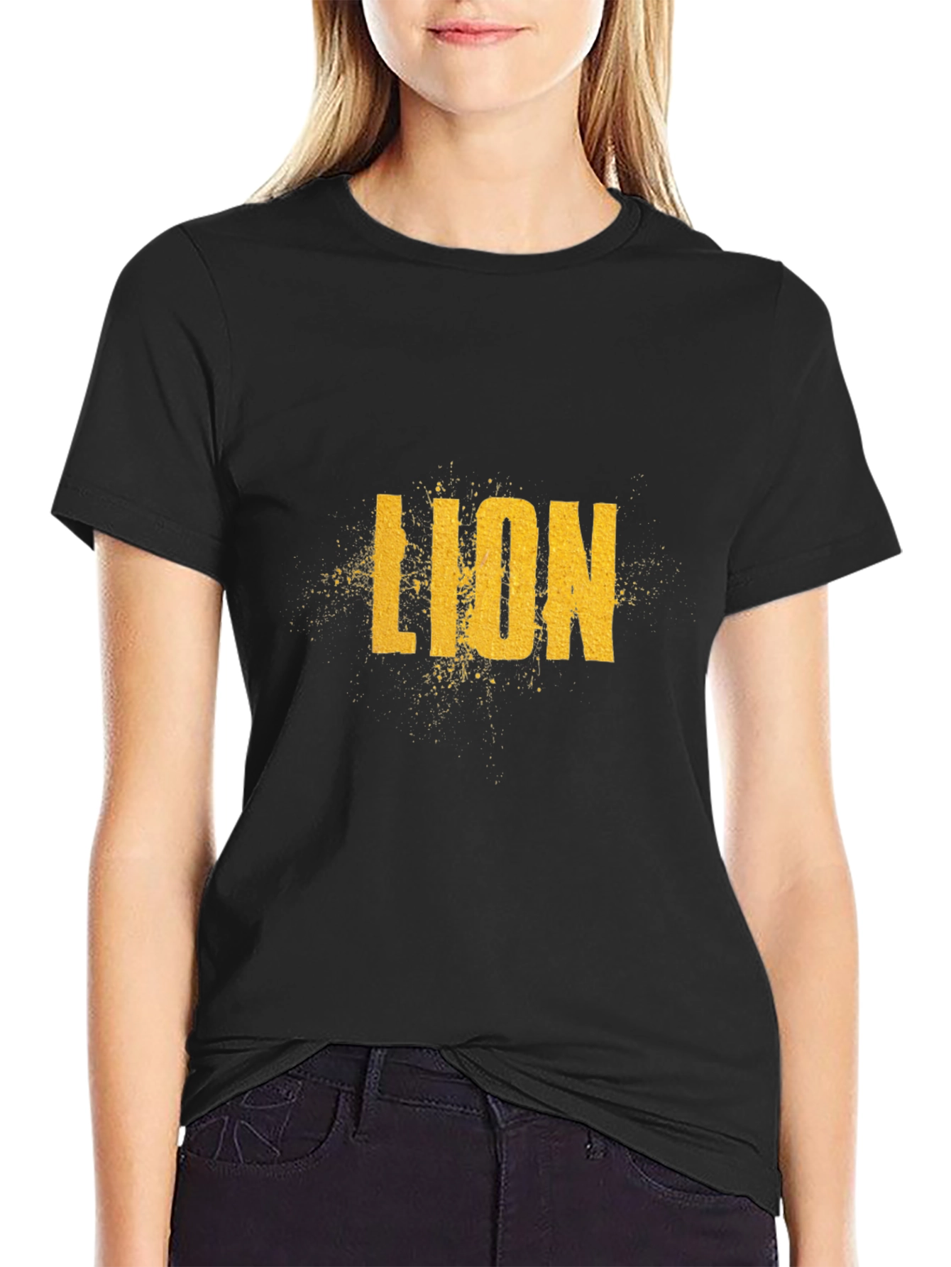 Black Lion Graphic Print Black T-Shirt view 2