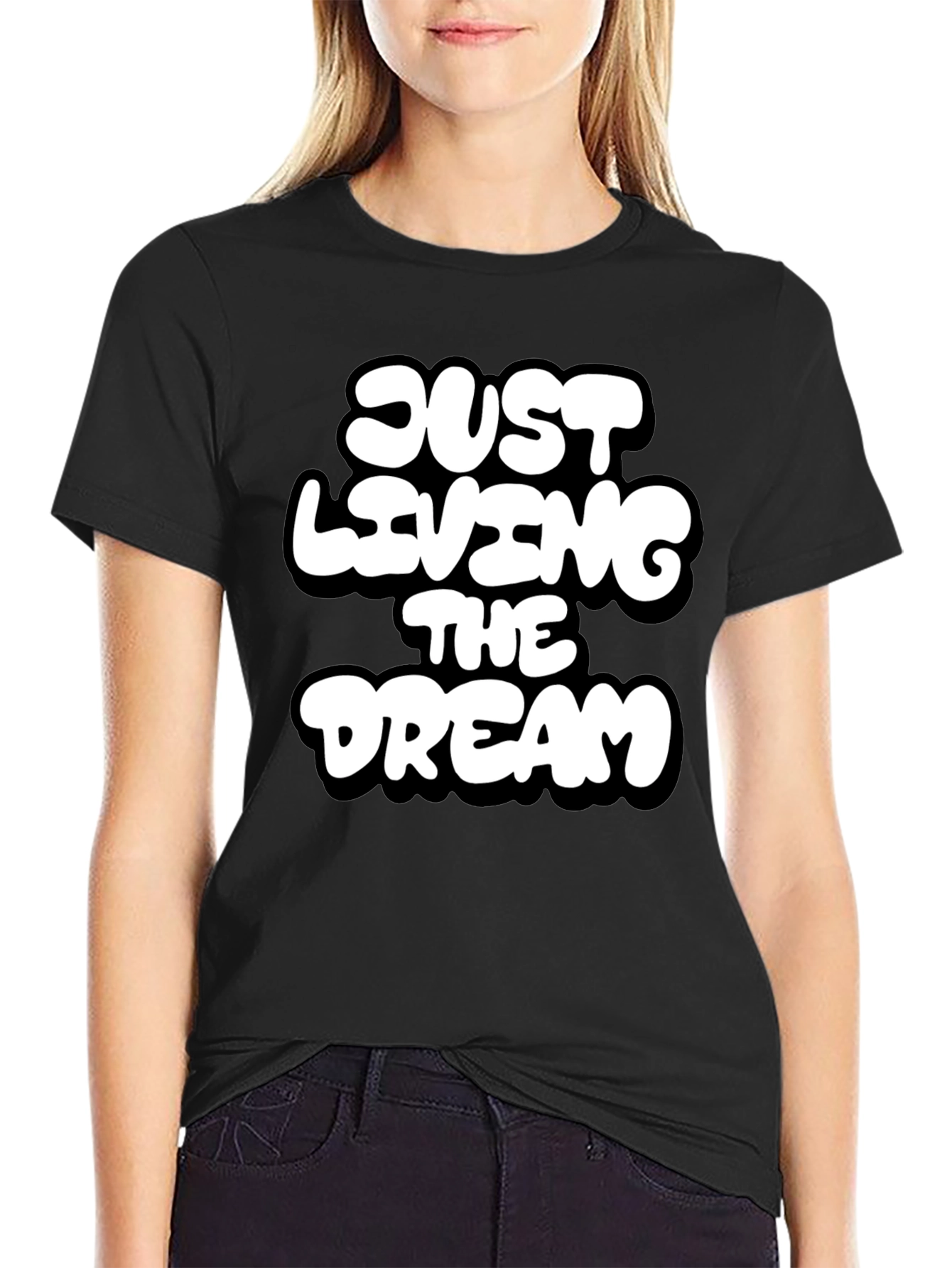 Black Just Living the Dream Graphic T-Shirt view 2