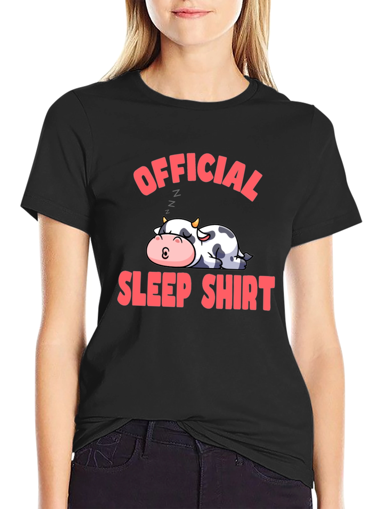 Black Official Sleep Shirt Cow Graphic Tee view 2