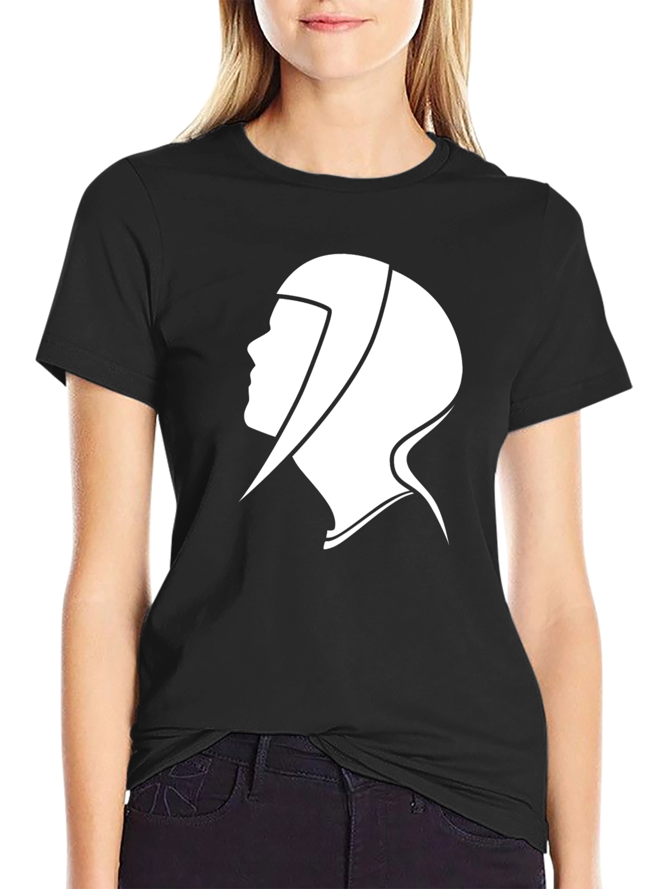 Black Sci-Fi Profile Graphic Tee - Black Cotton Blend view 2