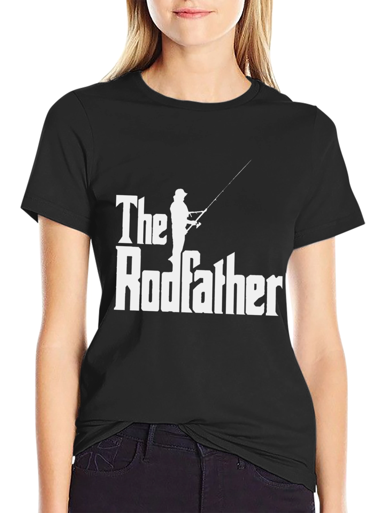 Black The Rodfather Fishing T-Shirt - Angler Humor Tee view 2