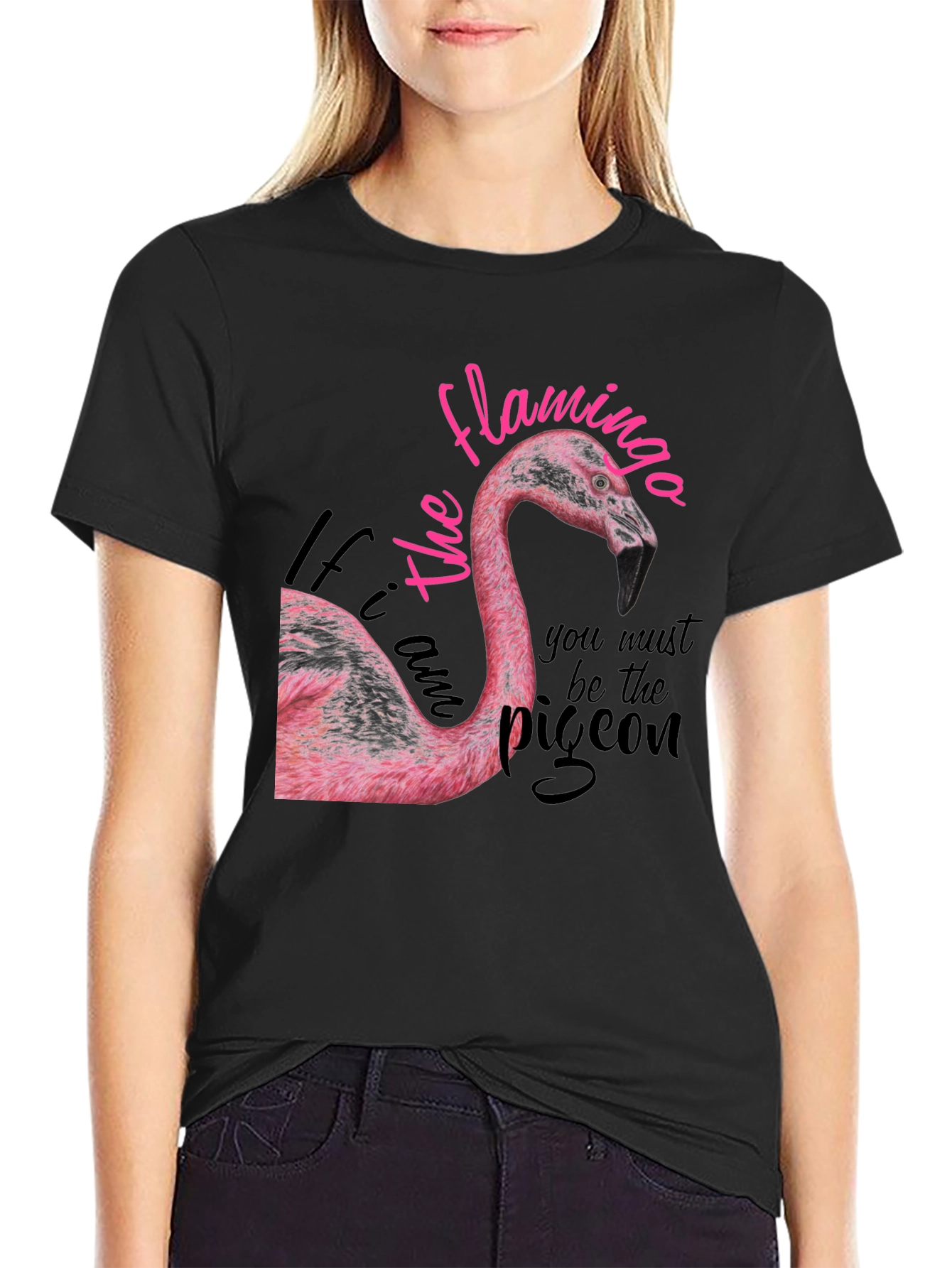 Black Flamingo Graphic Print Tee - Be the Flamingo T-Shirt view 2