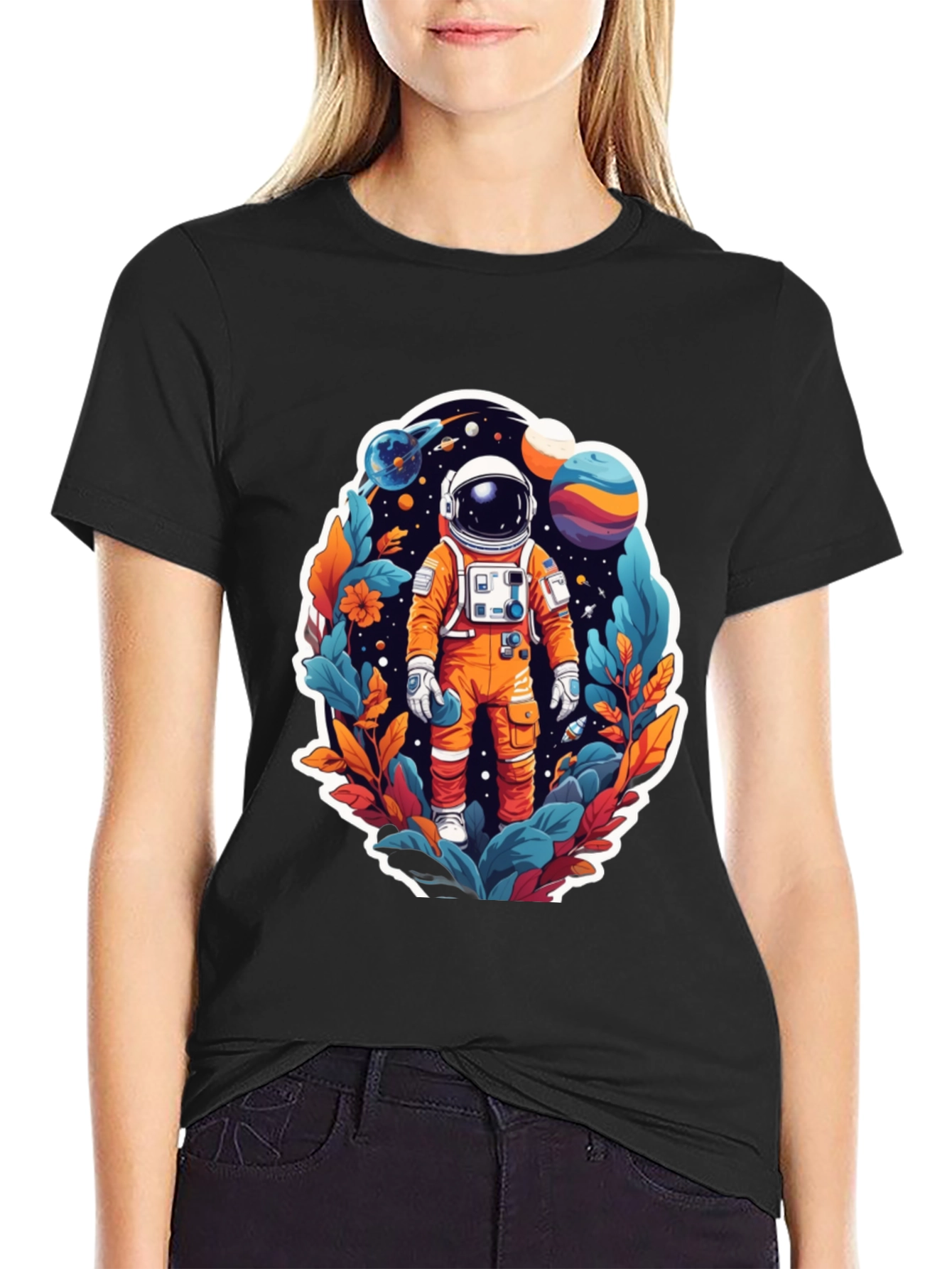 Black Astronaut in Space T-Shirt view 2