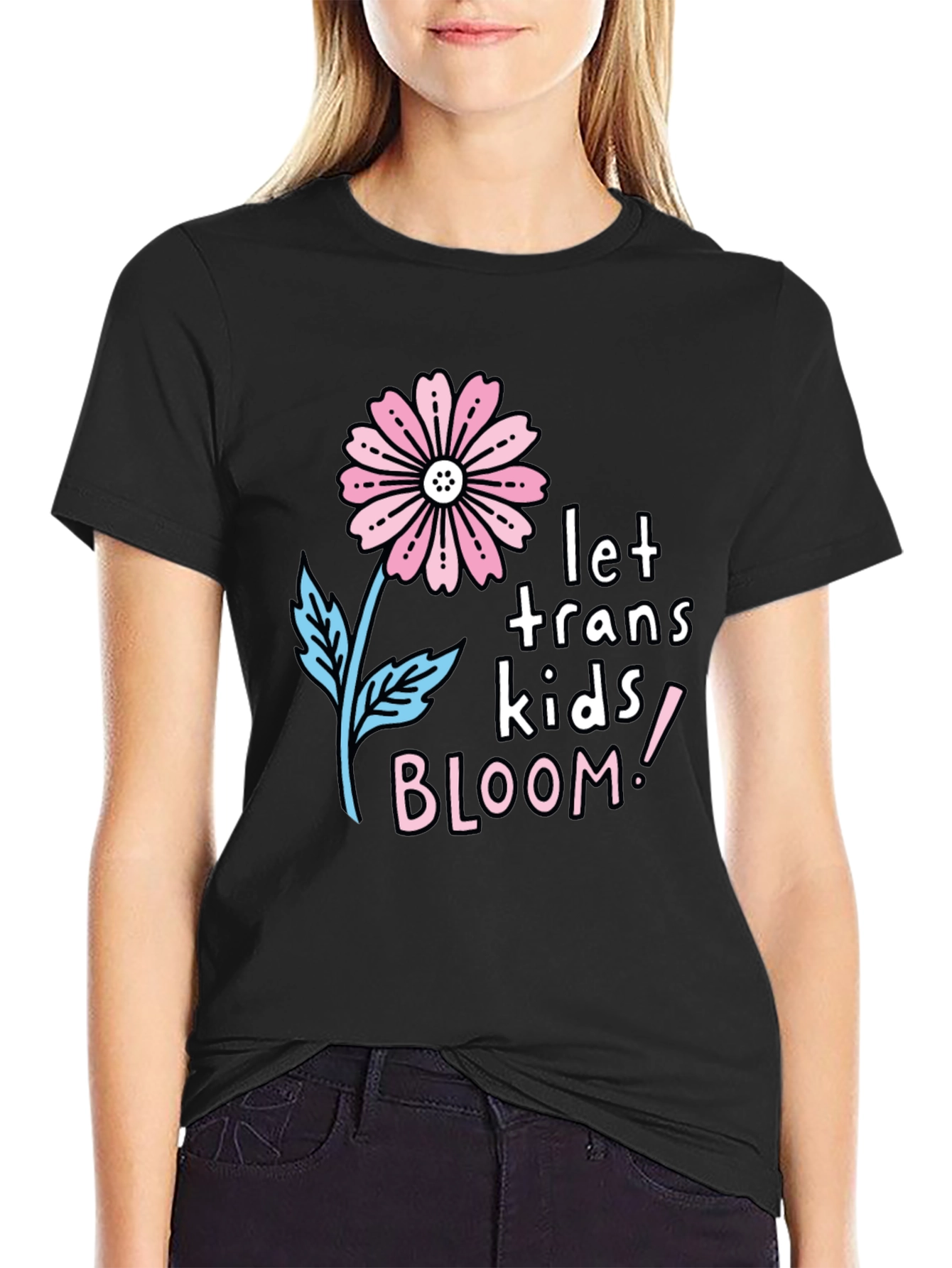 Black Let Trans Kids Bloom Graphic Tee - Black view 2