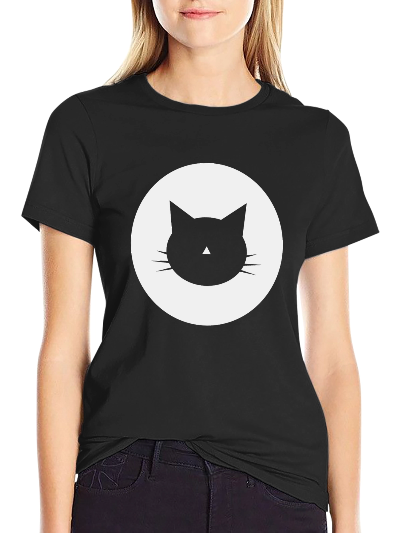 Black Cool Cat Graphic Tee - Black view 2
