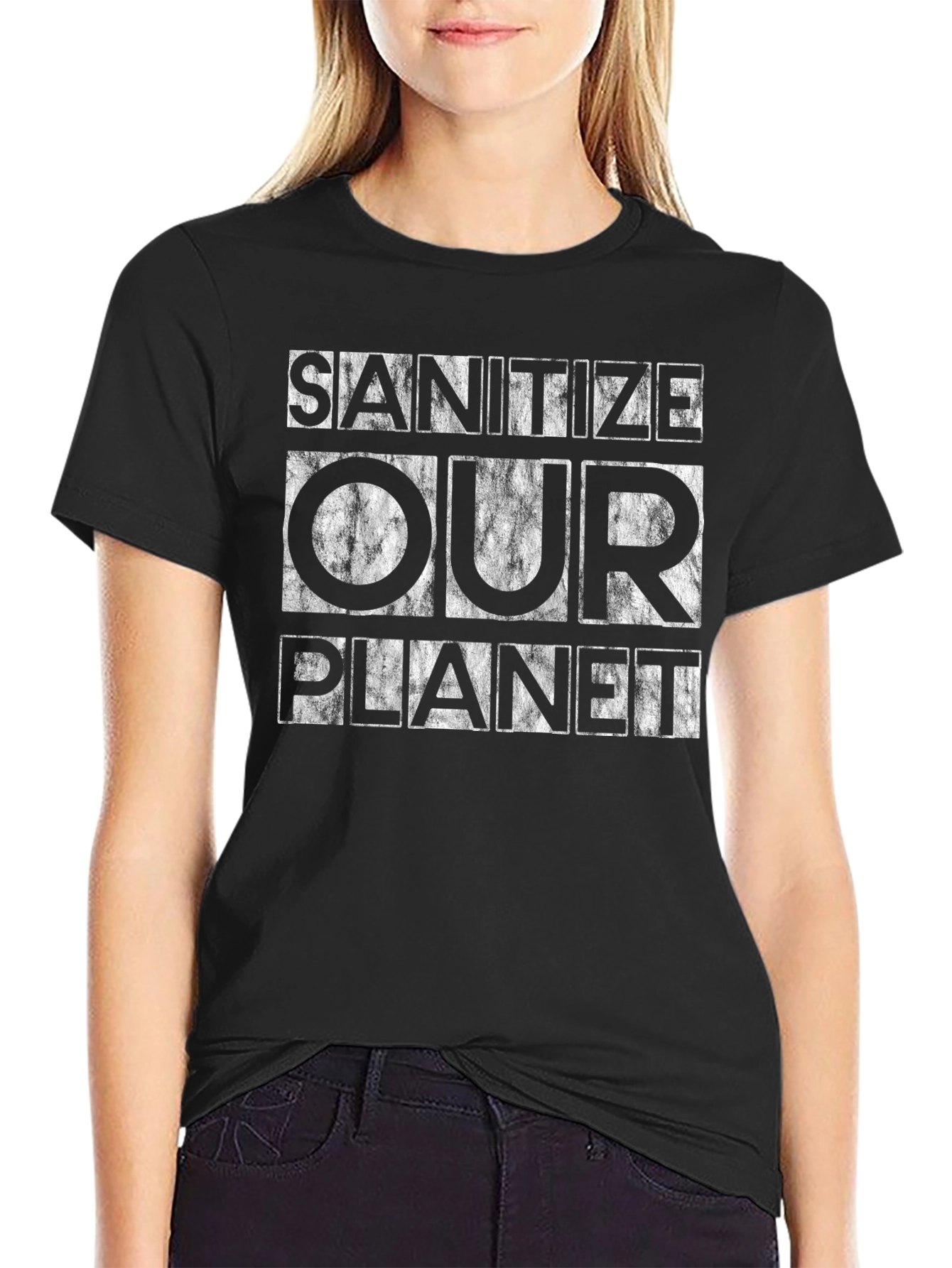 Black Sanitize Our Planet Graphic Tee - Black view 2