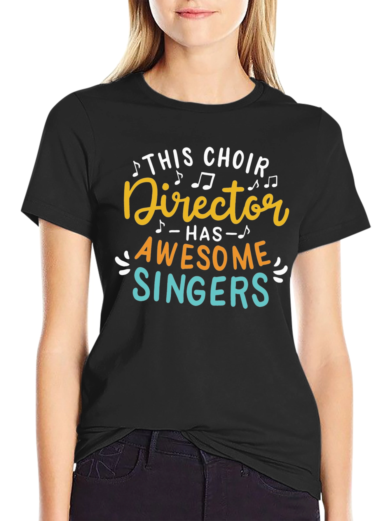 Black Choir Director Awesome Singers Black Cotton T-Shirt view 2