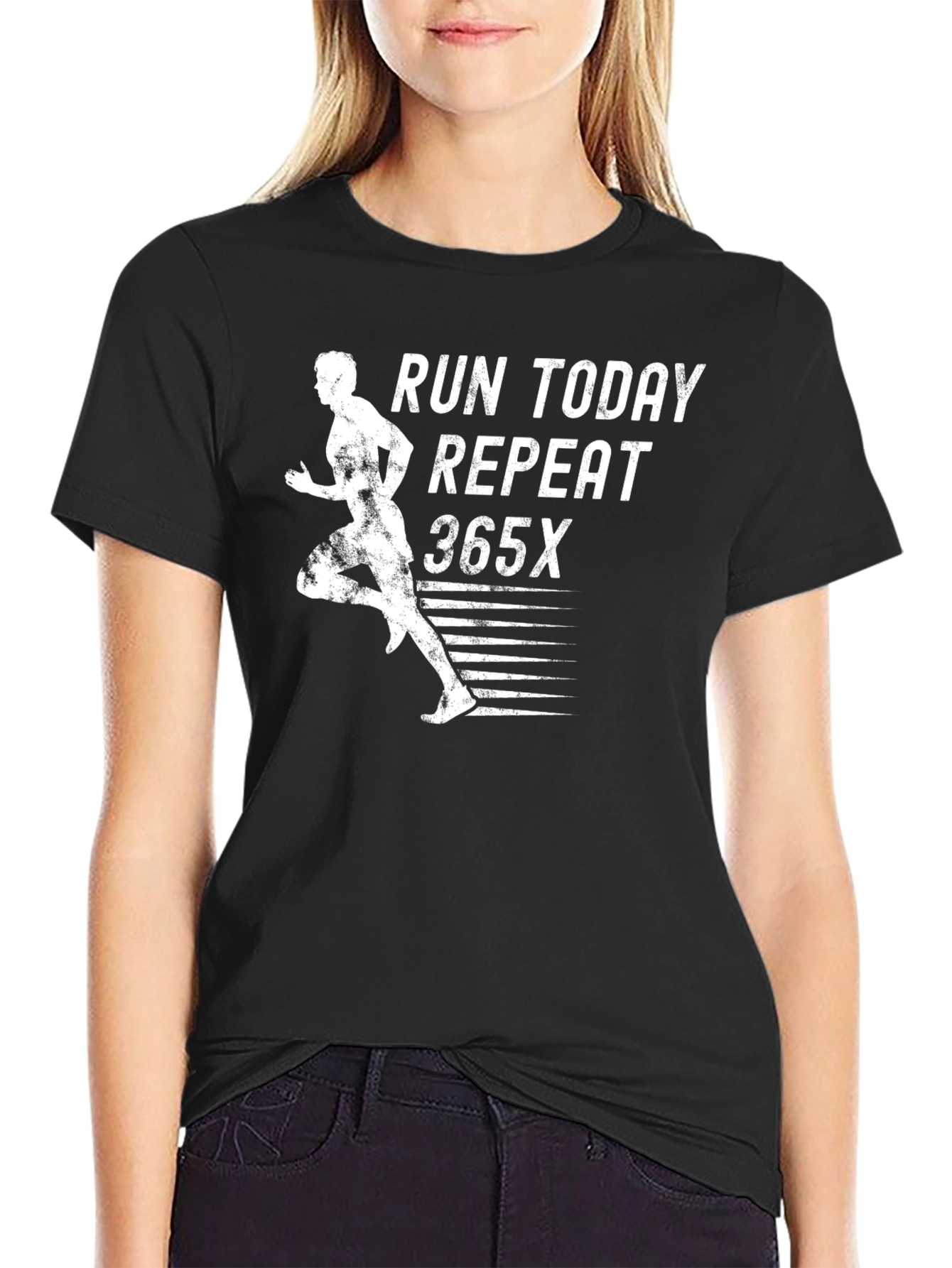 Black Run Today Repeat 365x Black Graphic Tee view 2