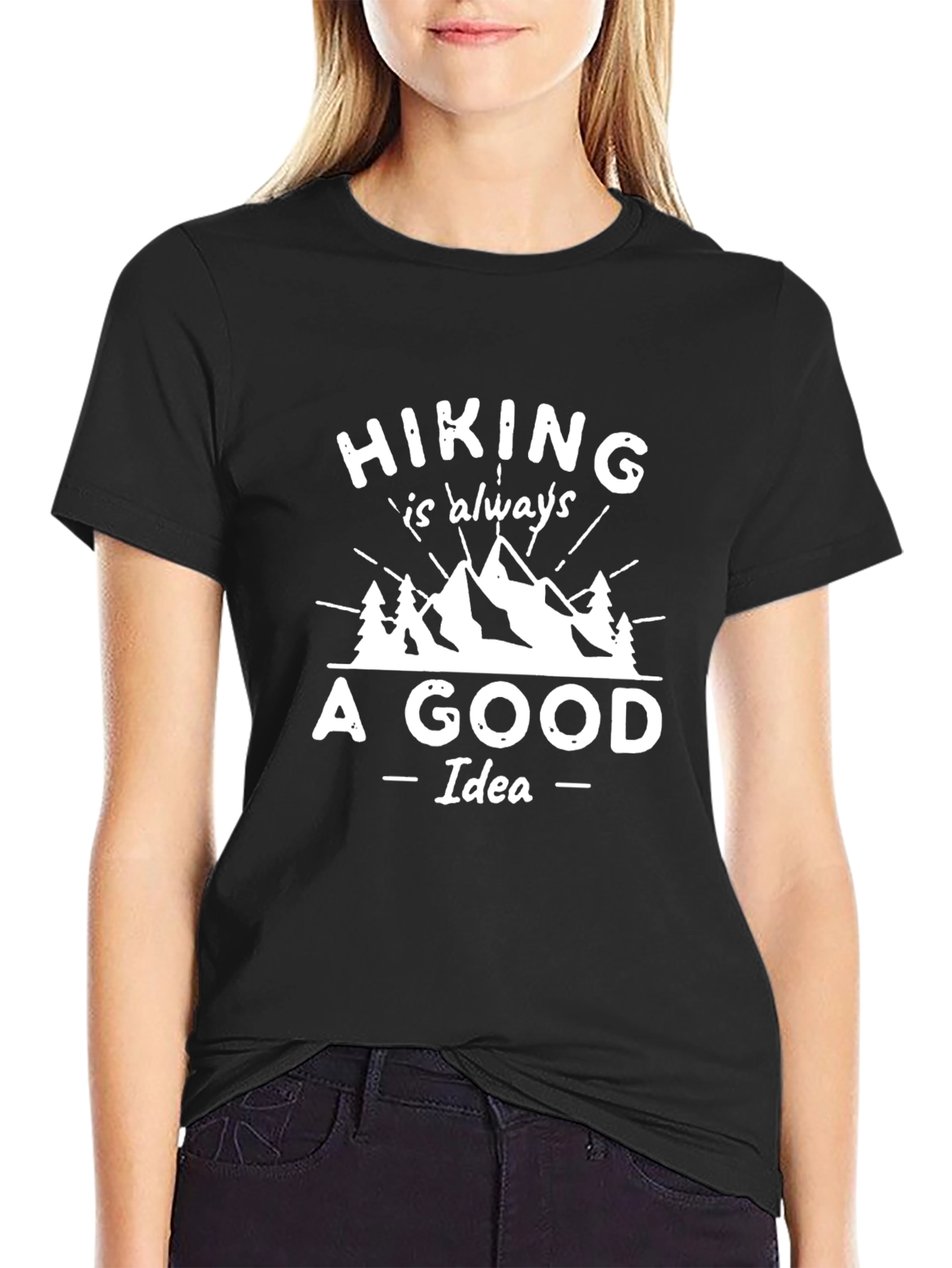 Black Hiking is Always a Good Idea Graphic T-Shirt view 2