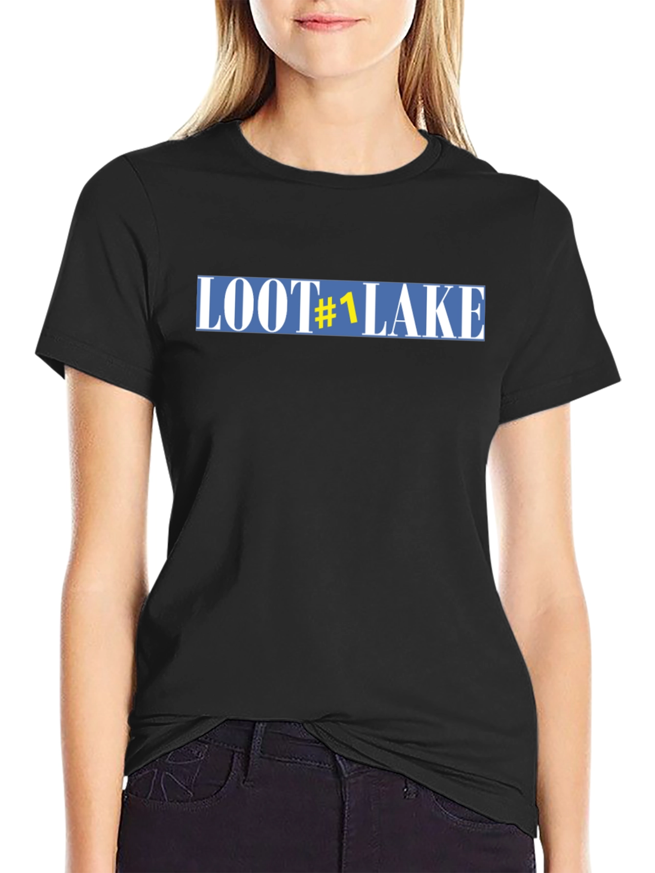 Black Loot Lake #1 Graphic Tee - Black Cotton Blend view 2