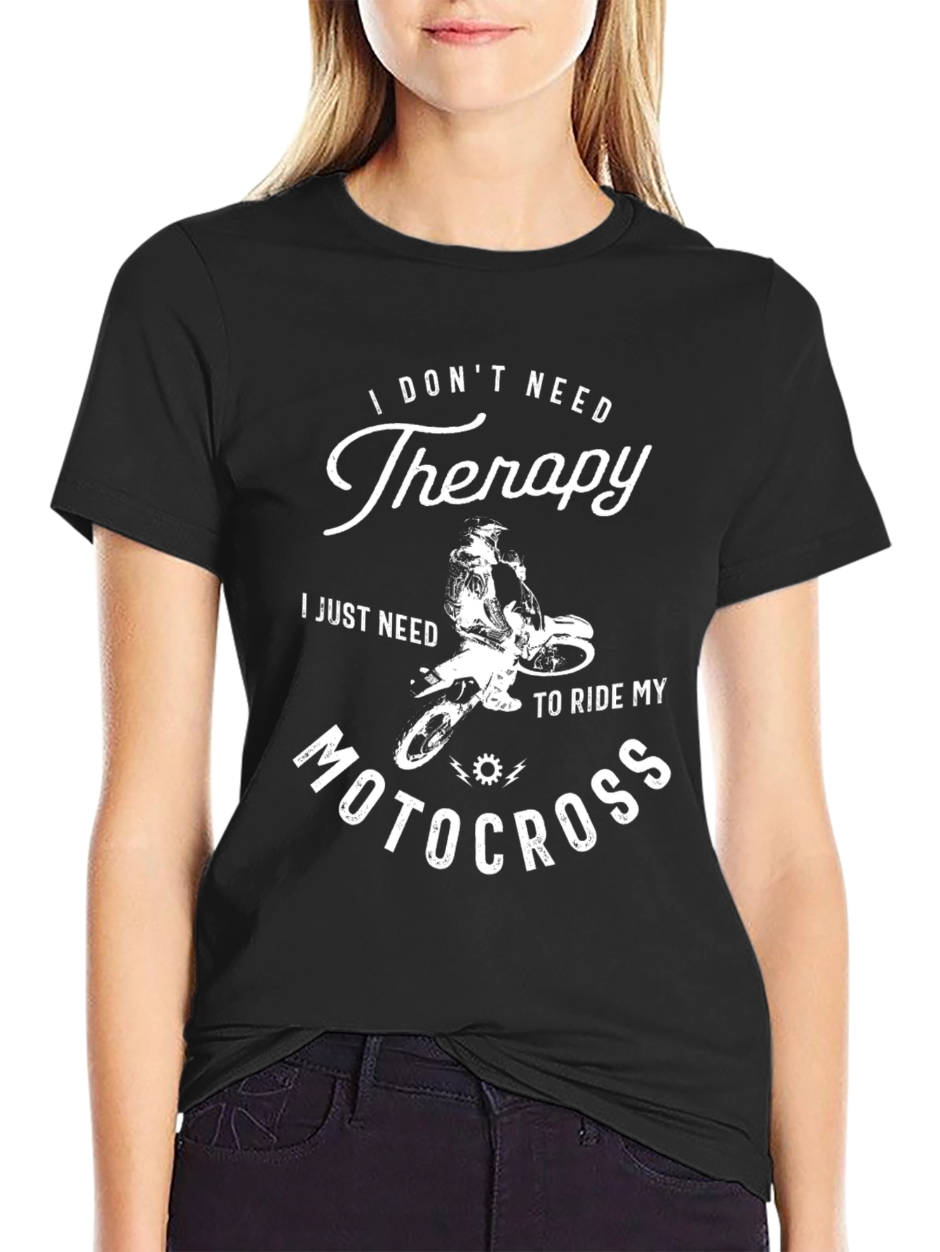 Black Motocross Therapy Graphic Tee - Ride Your Worries Away! view 2