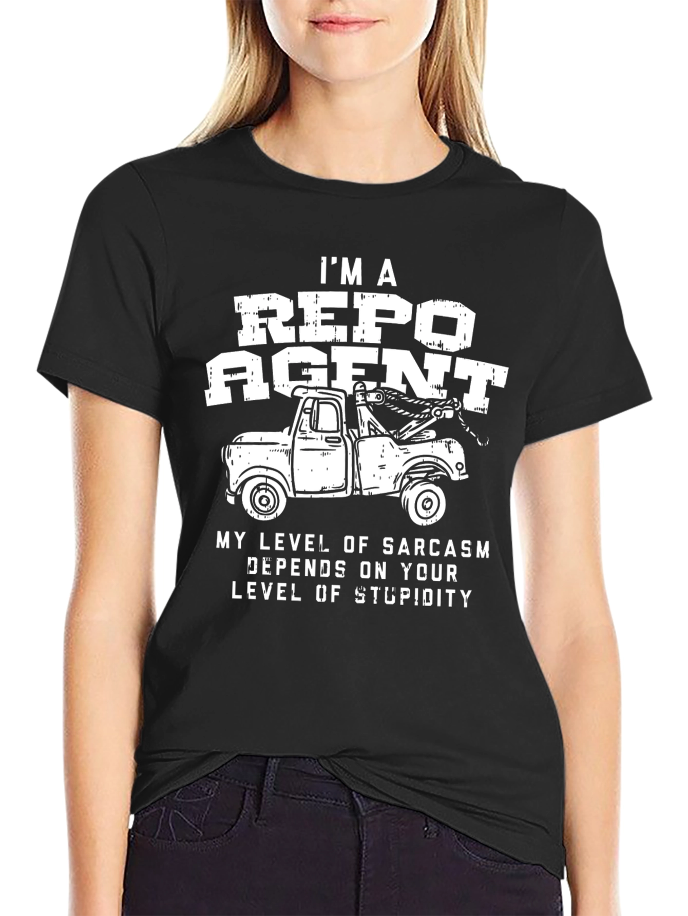 Black Repo Agent Sarcasm T-Shirt view 2
