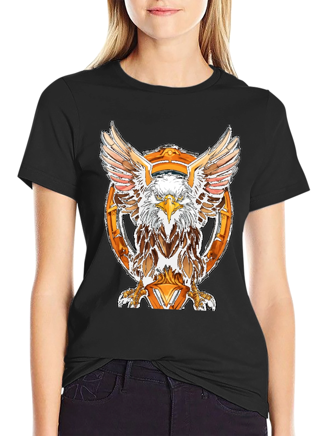 Black Eagle Emblem Black T-Shirt view 2