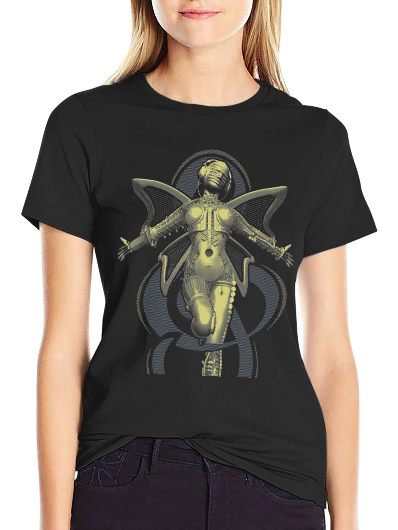 Black Steampunk Angel Graphic Tee - Unique Design, Soft Cotton view 2