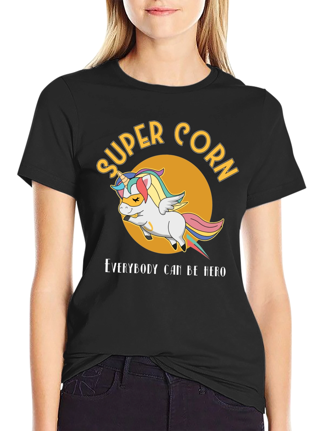 Black Super Corn Hero T-Shirt view 2