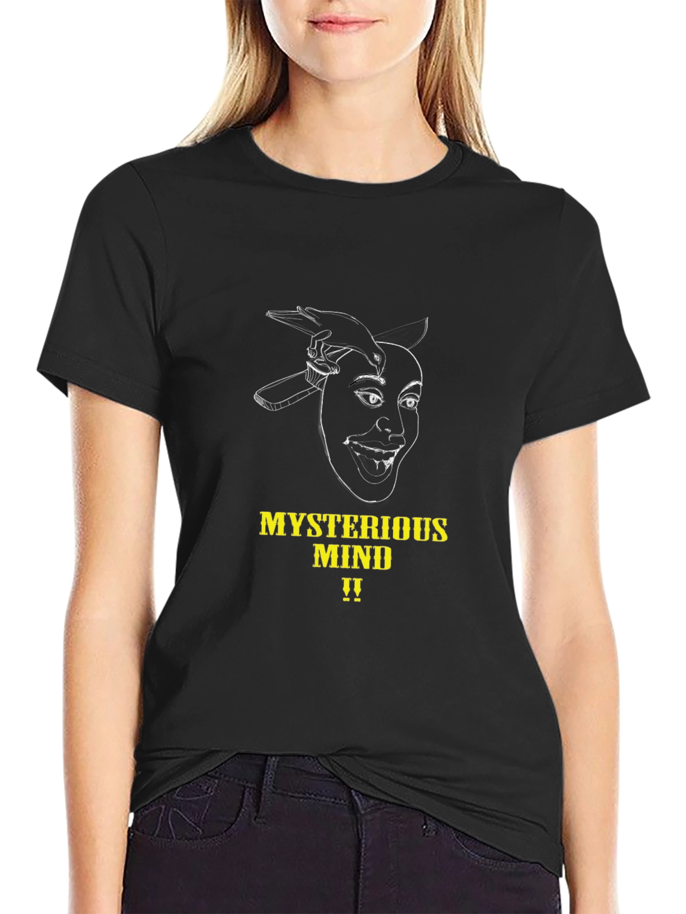 Black Mysterious Mind Graphic Tee - Black Unisex T-Shirt view 2