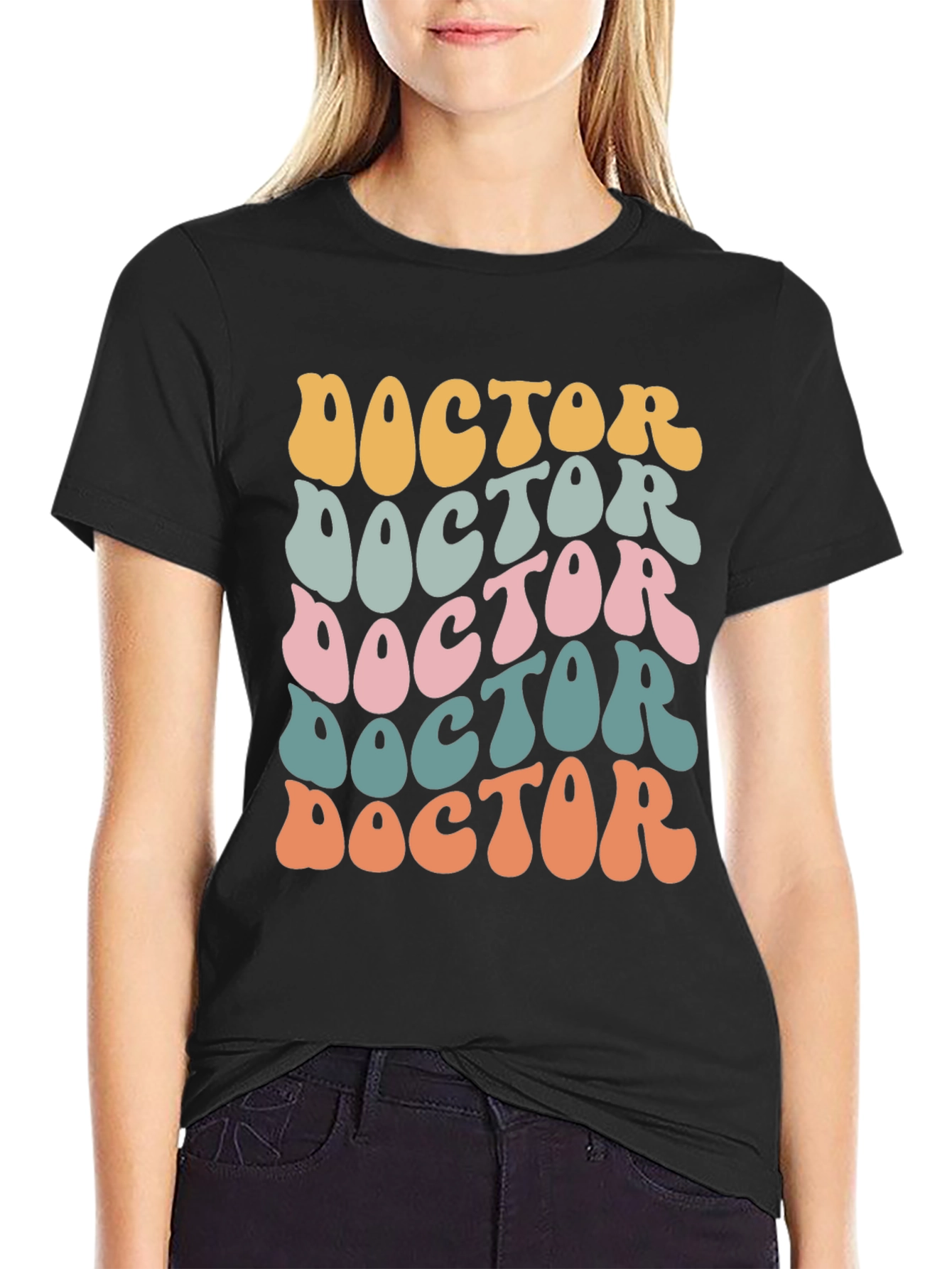 Black Retro Doctor T-Shirt - Groovy Medical Apparel view 2
