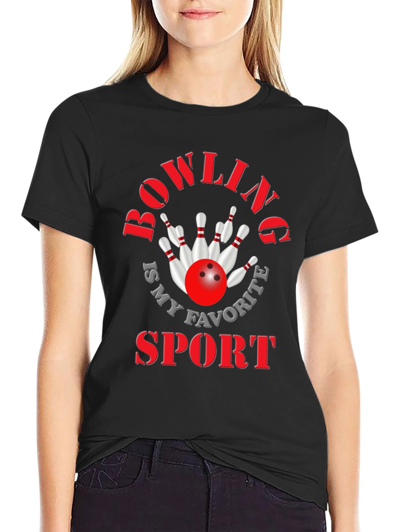 Black Bowling Is My Favorite Sport Graphic Tee view 2