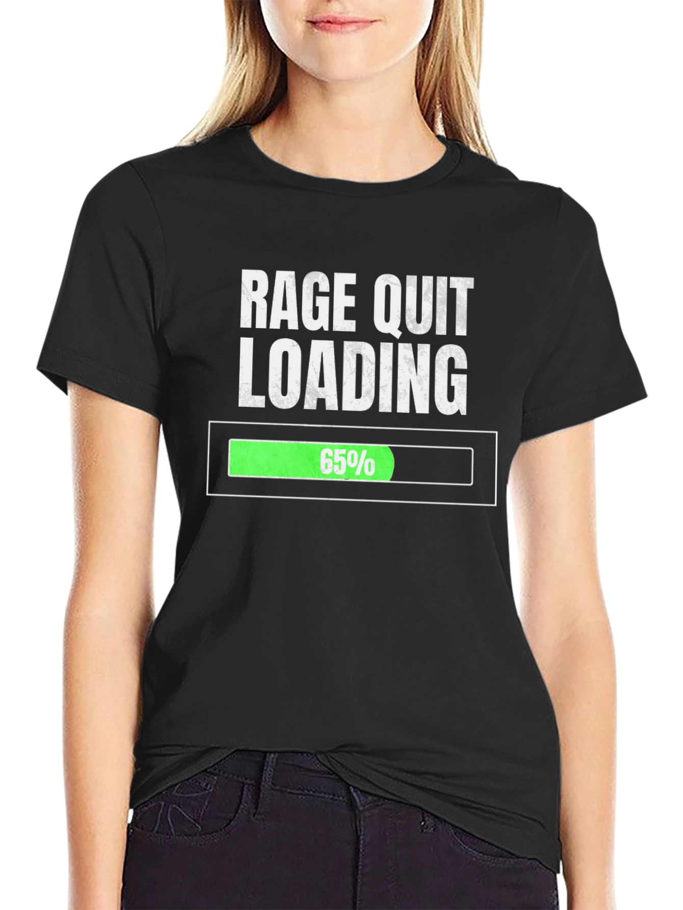 Black Rage Quit Loading T-Shirt - Gamer Humor Tee view 2