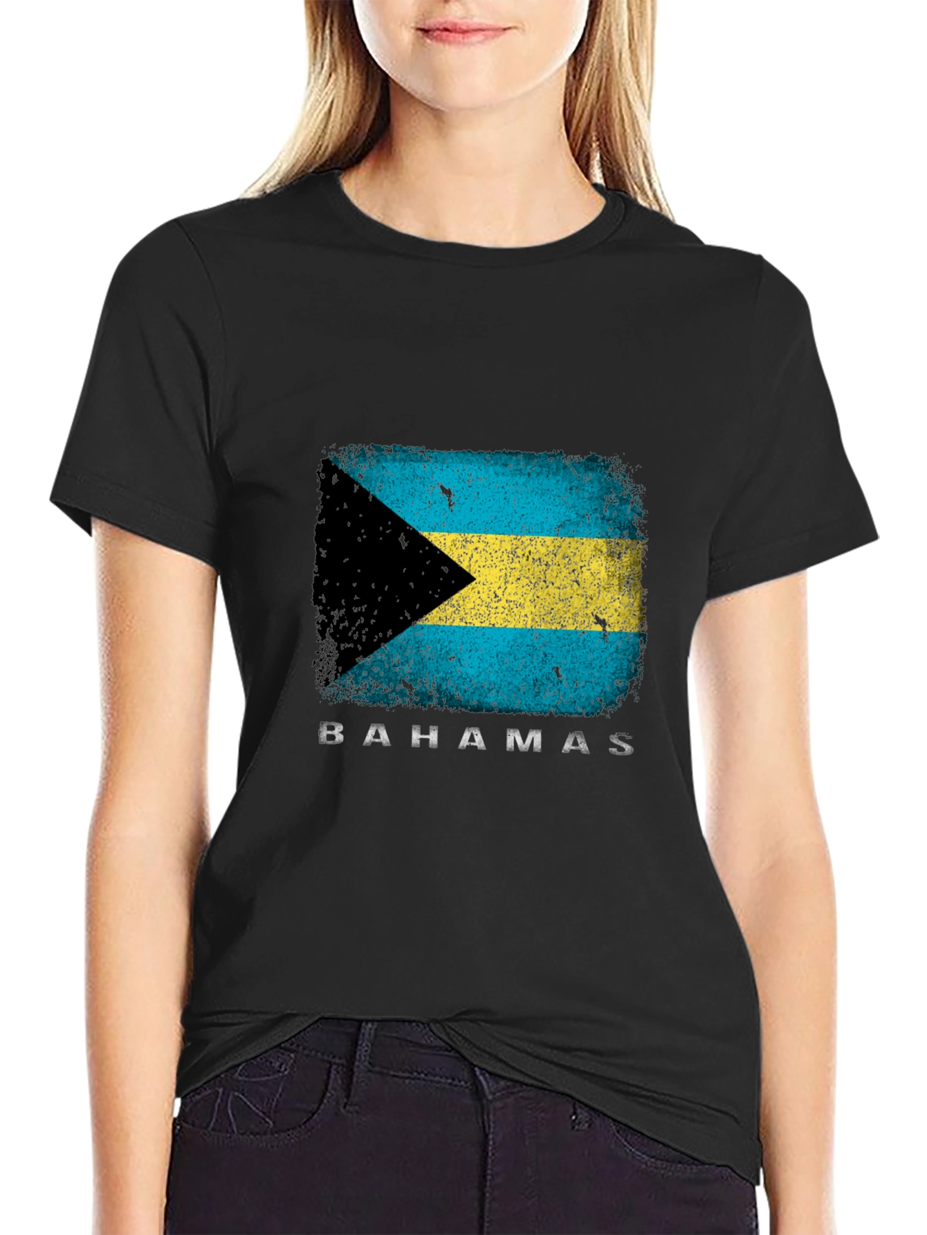Black Bahamas Flag Graphic T-Shirt - Black view 2