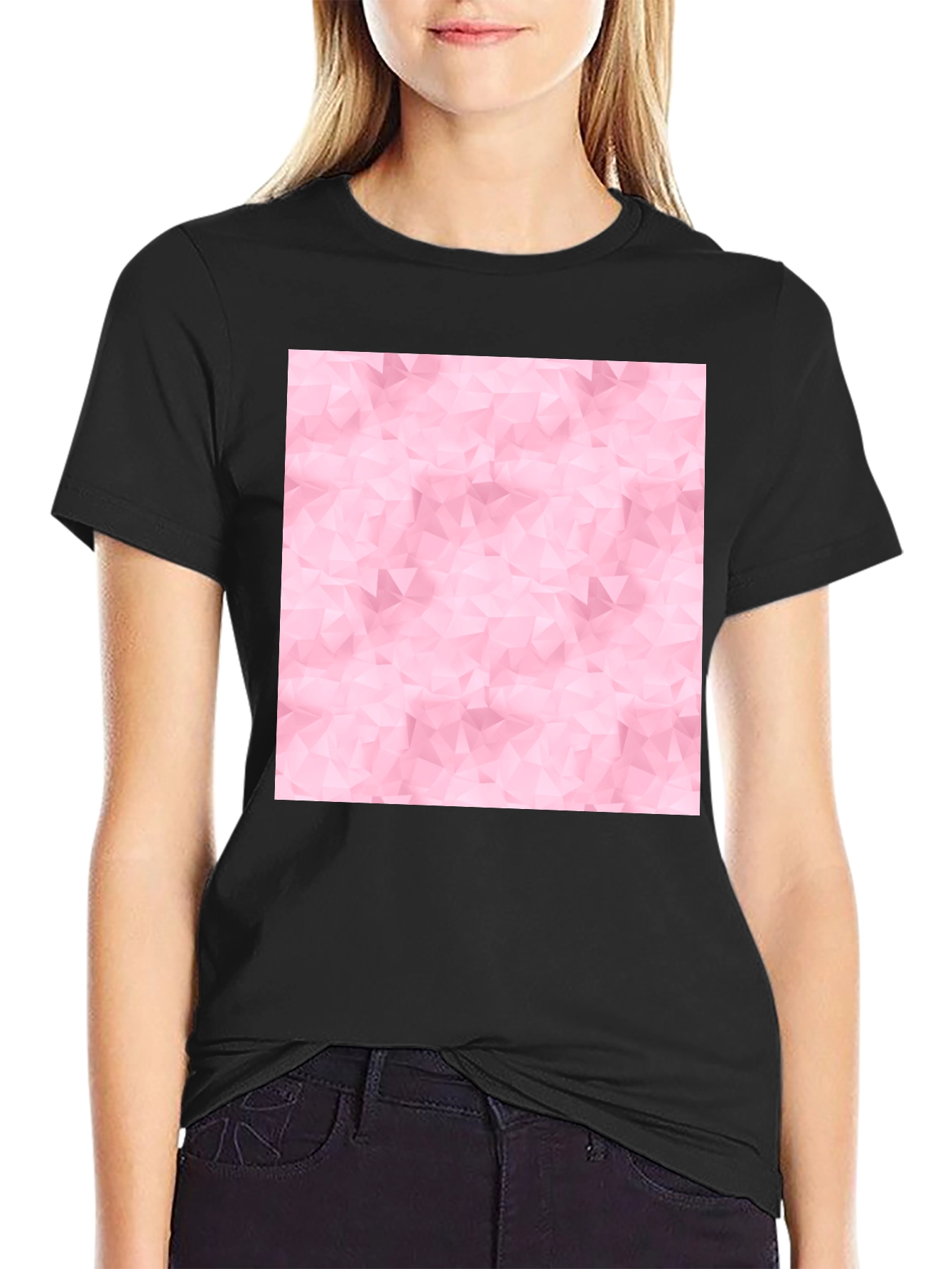 Black Abstract Pink Pattern Black T-Shirt view 2