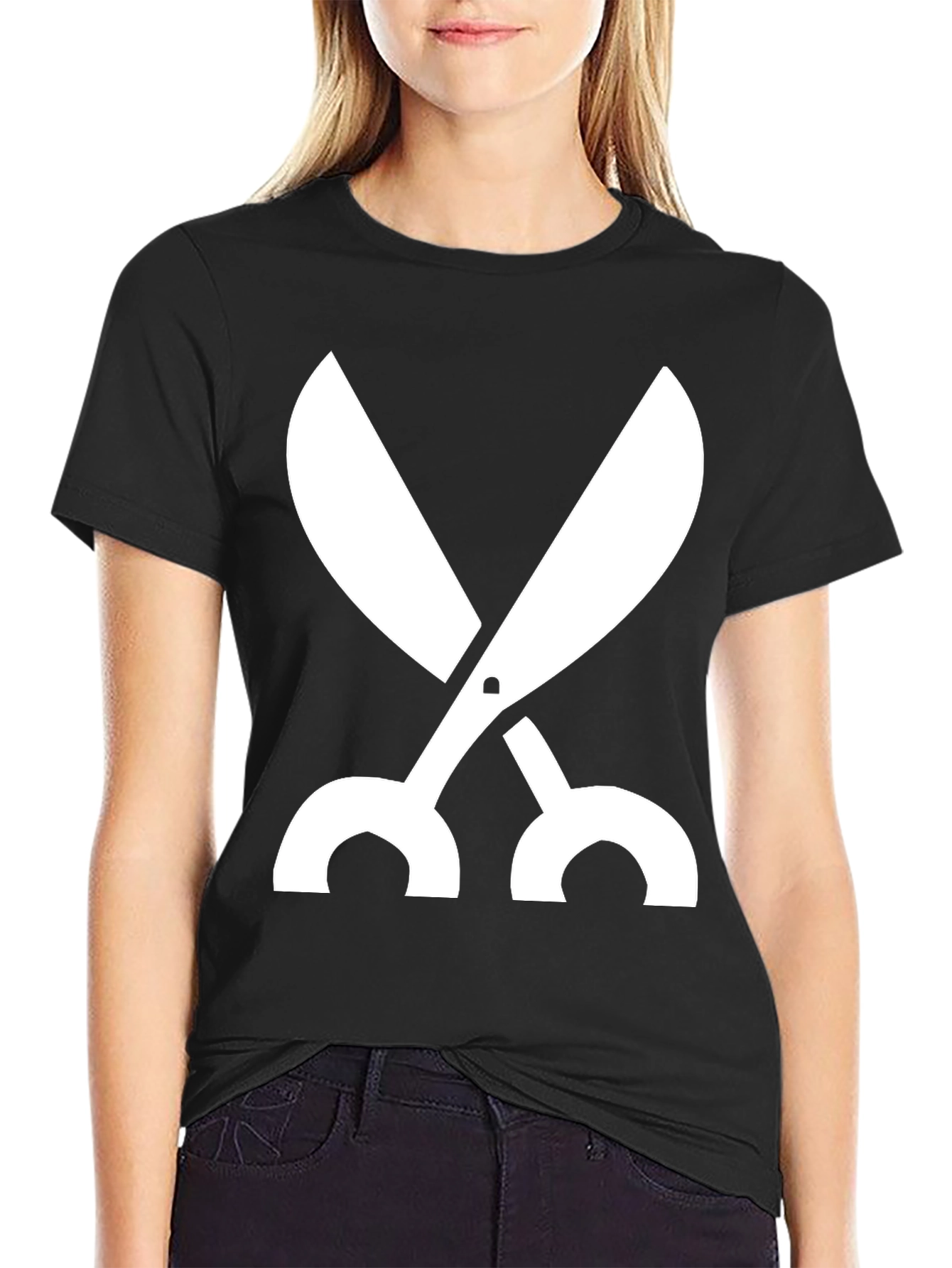 Black Scissors Graphic Black T-Shirt view 2
