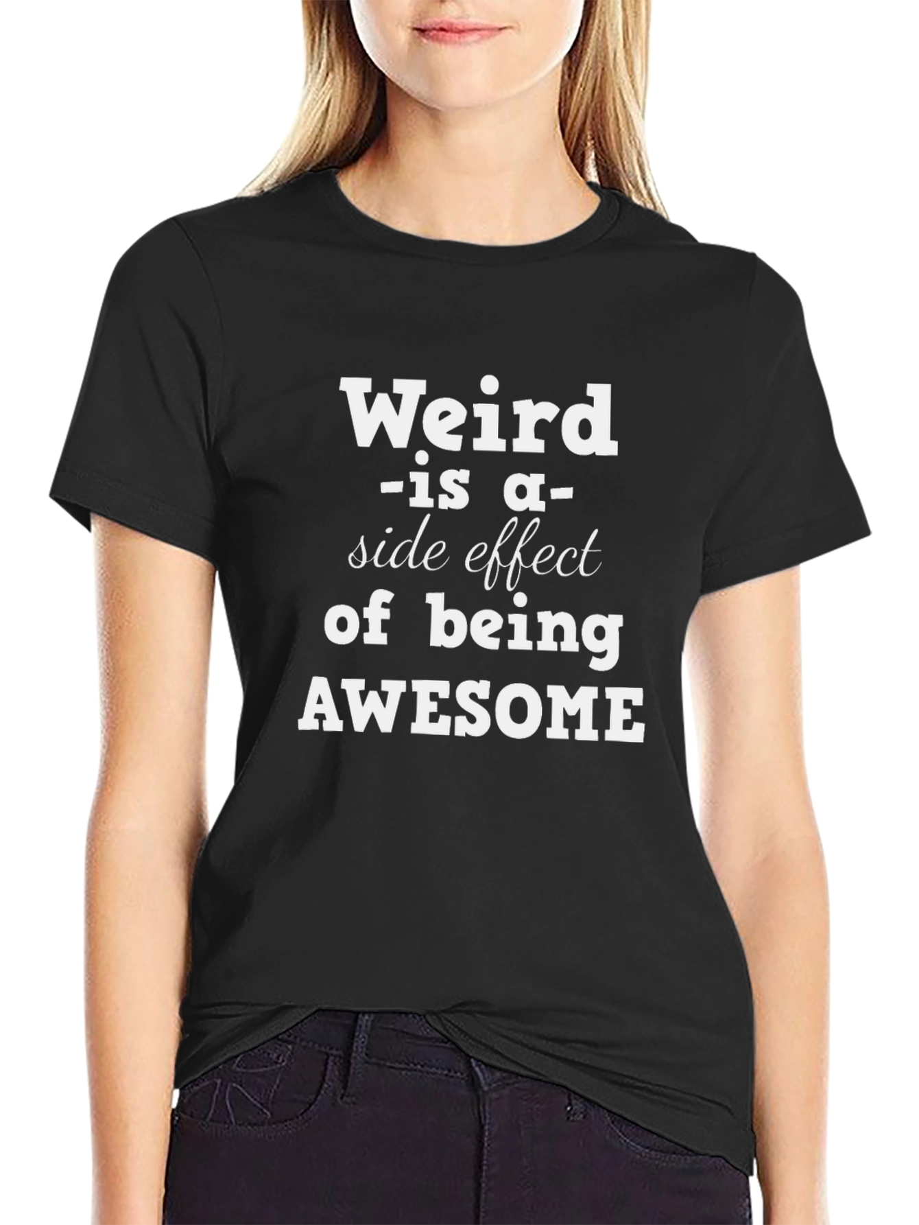Black Weird is Awesome Funny Graphic Tee view 2
