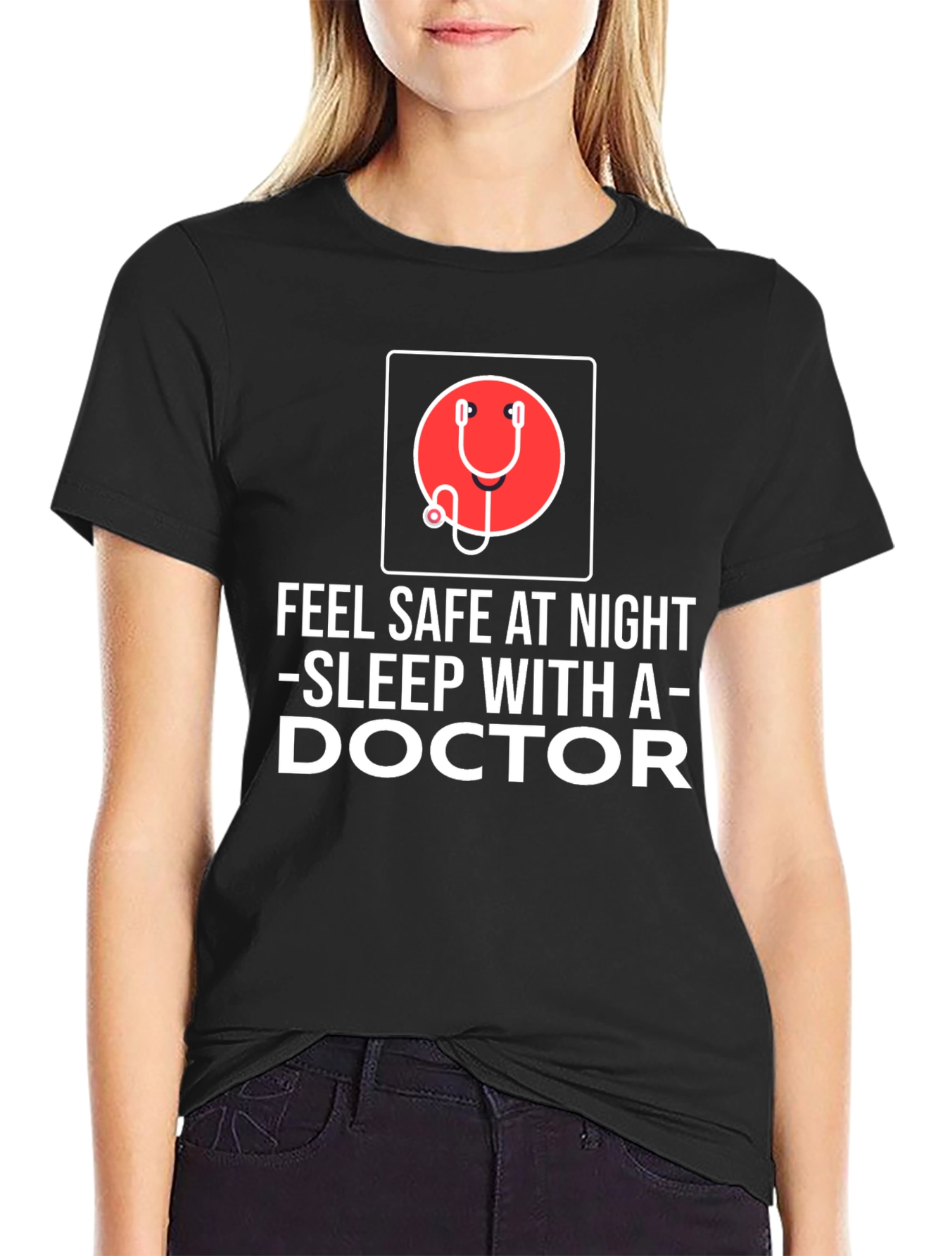 Black Sleep With a Doctor Graphic Tee view 2