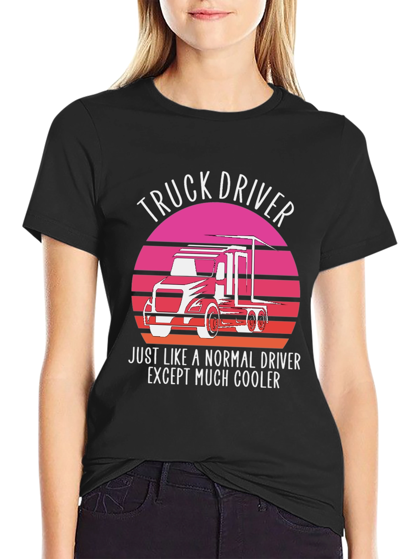 Black Truck Driver T-Shirt - Cooler Than Normal! view 2
