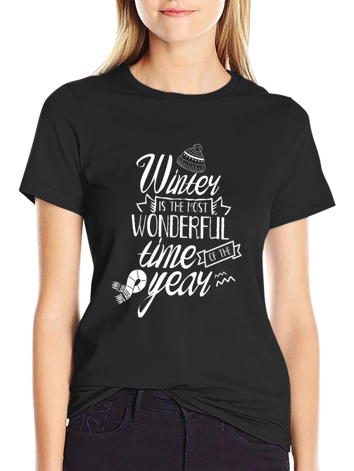 Black Winter Wonderful Time T-Shirt view 2