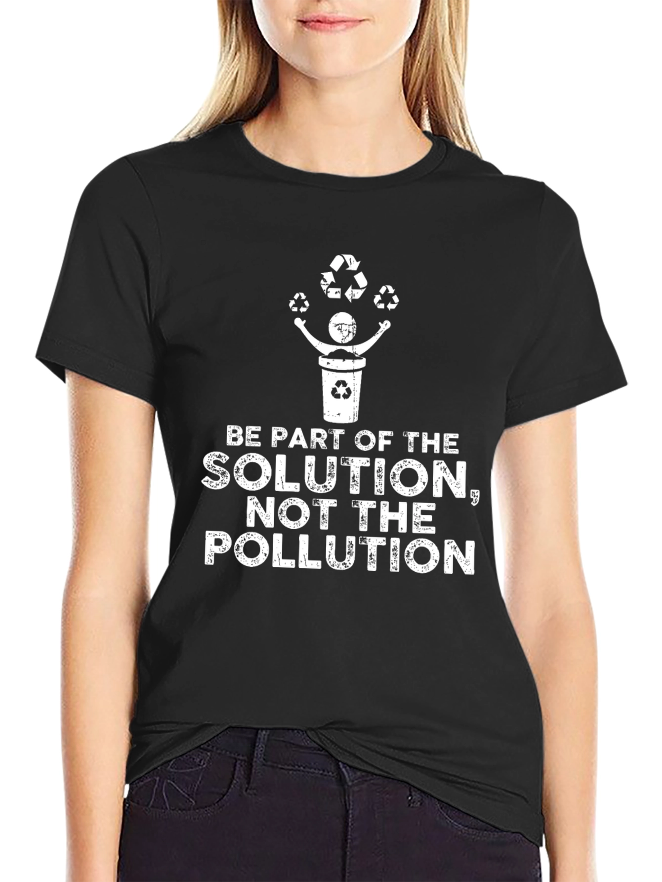 Black Eco-Friendly 'Be Part of the Solution' Graphic Tee view 2